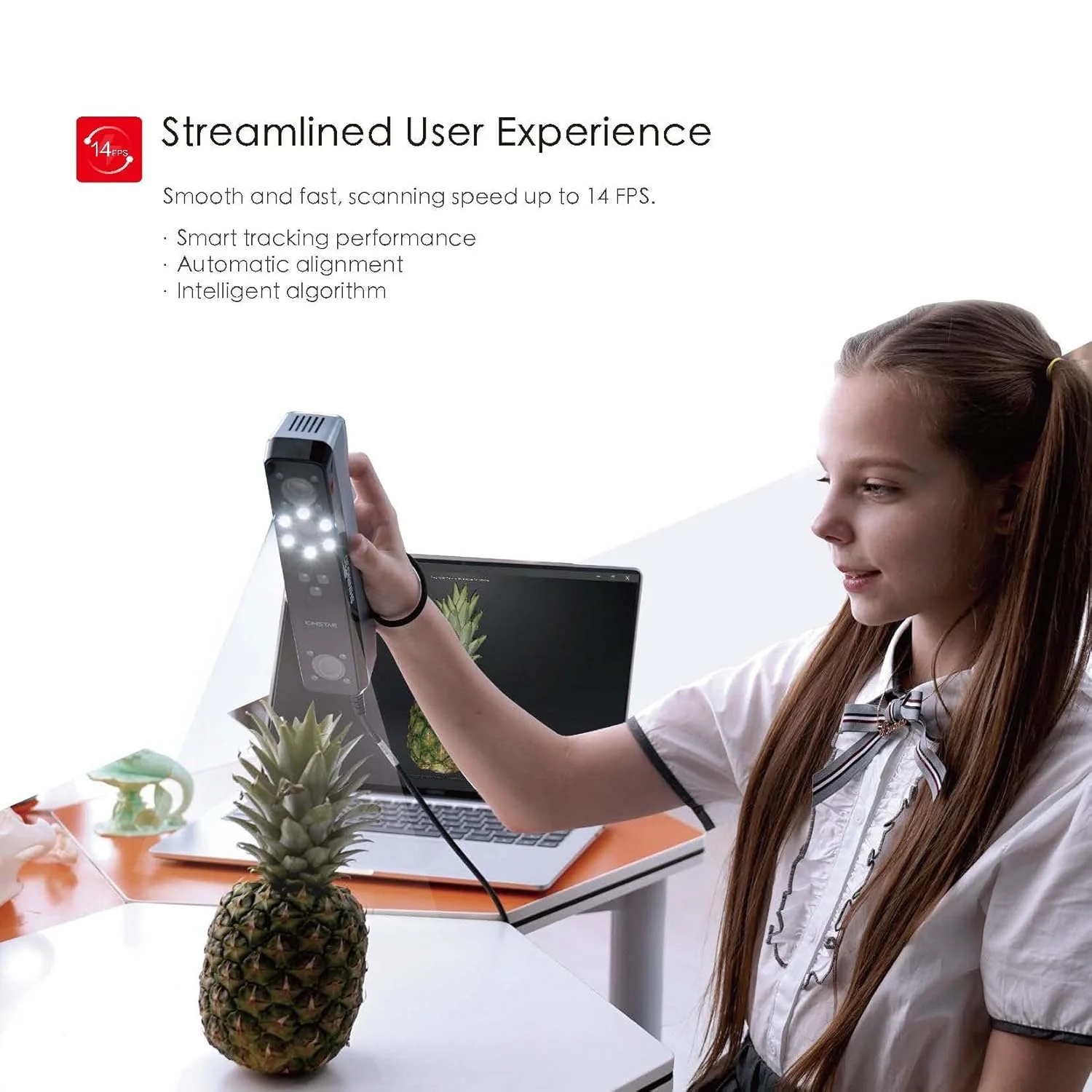 اسکنر سه بعدی دستی Shining3D [Einstar] با دوربین رنگی RGB داخلی، سرعت اسکن 14 فریم در ثانیه برای چاپ سه بعدی، مراقبت های بهداشتی، هنر