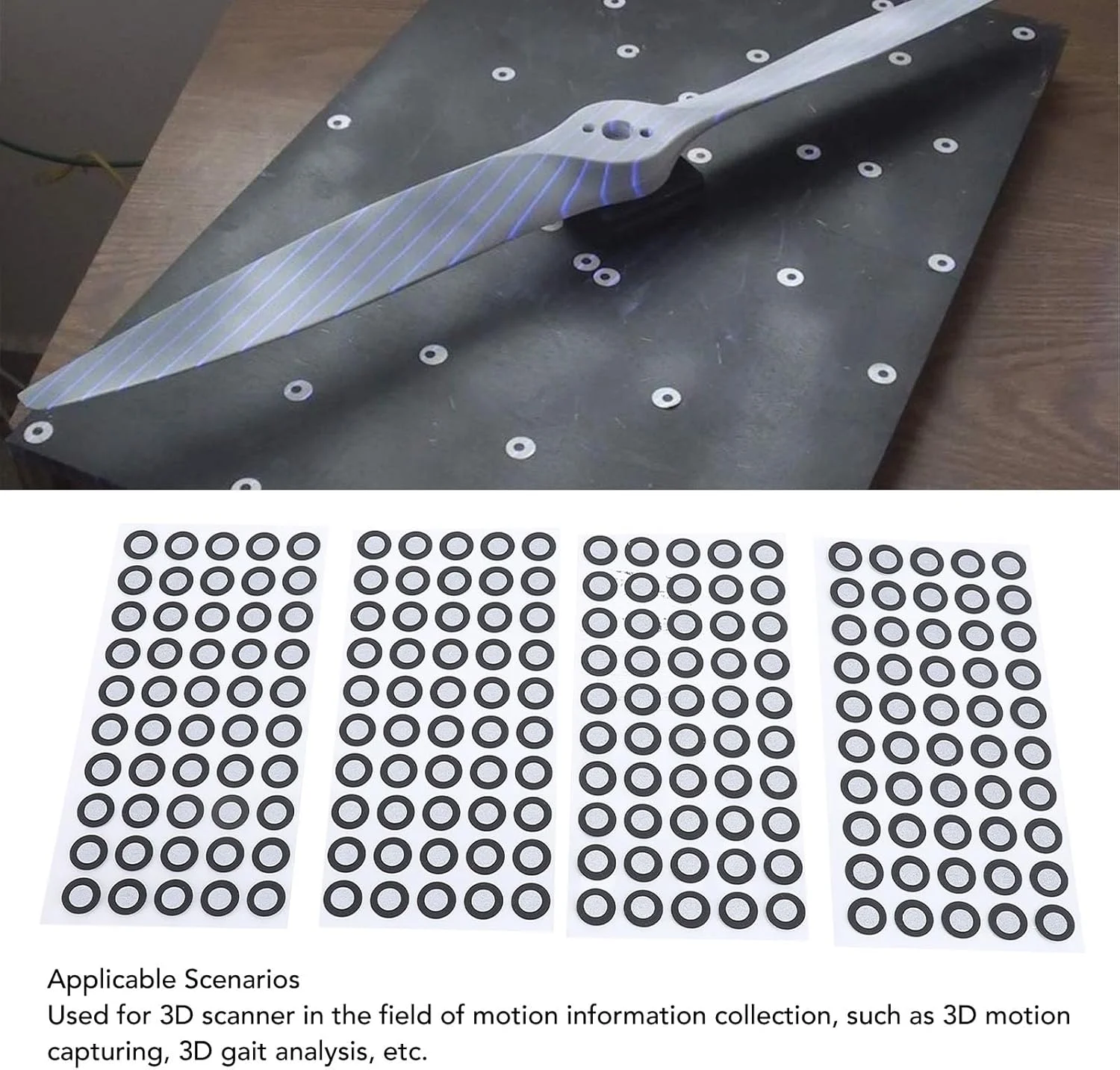 نشانگرهای اسکن سه بعدی برای اسکنر سه بعدی، شناسه 6 میلی‌متر، نقطه مرجع ردیابی سه بعدی با قطر خارجی 10 میلی‌متر، نشانگرهای بازتاب پراکنده برای ردیابی دقیق و اسکن سه بعدی، 10 ورق 500 نقطه