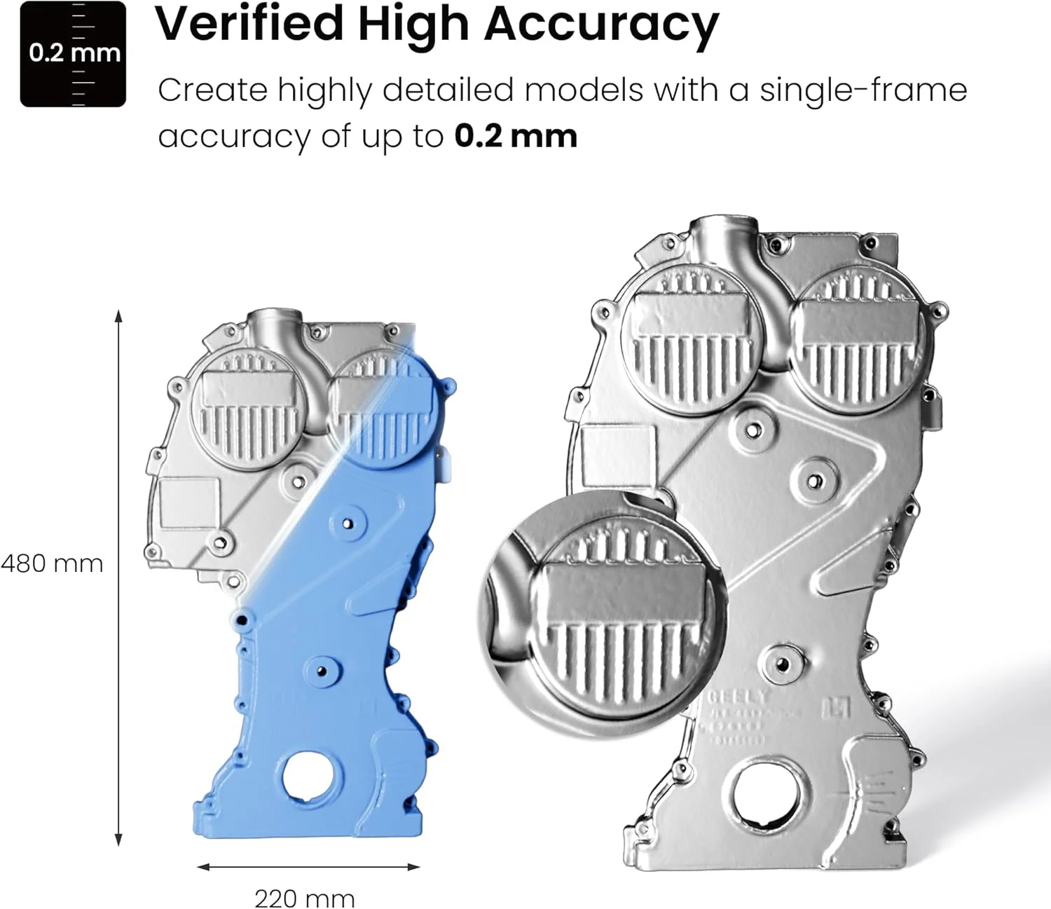 اسکنر سه بعدی Revopoint INSPIRE برای چاپ سه بعدی قابل حمل، اسکنر مدل سه بعدی با سرعت اسکن تا 18 فریم در ثانیه و دقت 0.2 میلی متر، اسکن رنگی کامل سازگار با Android/iOS/Mac/Win