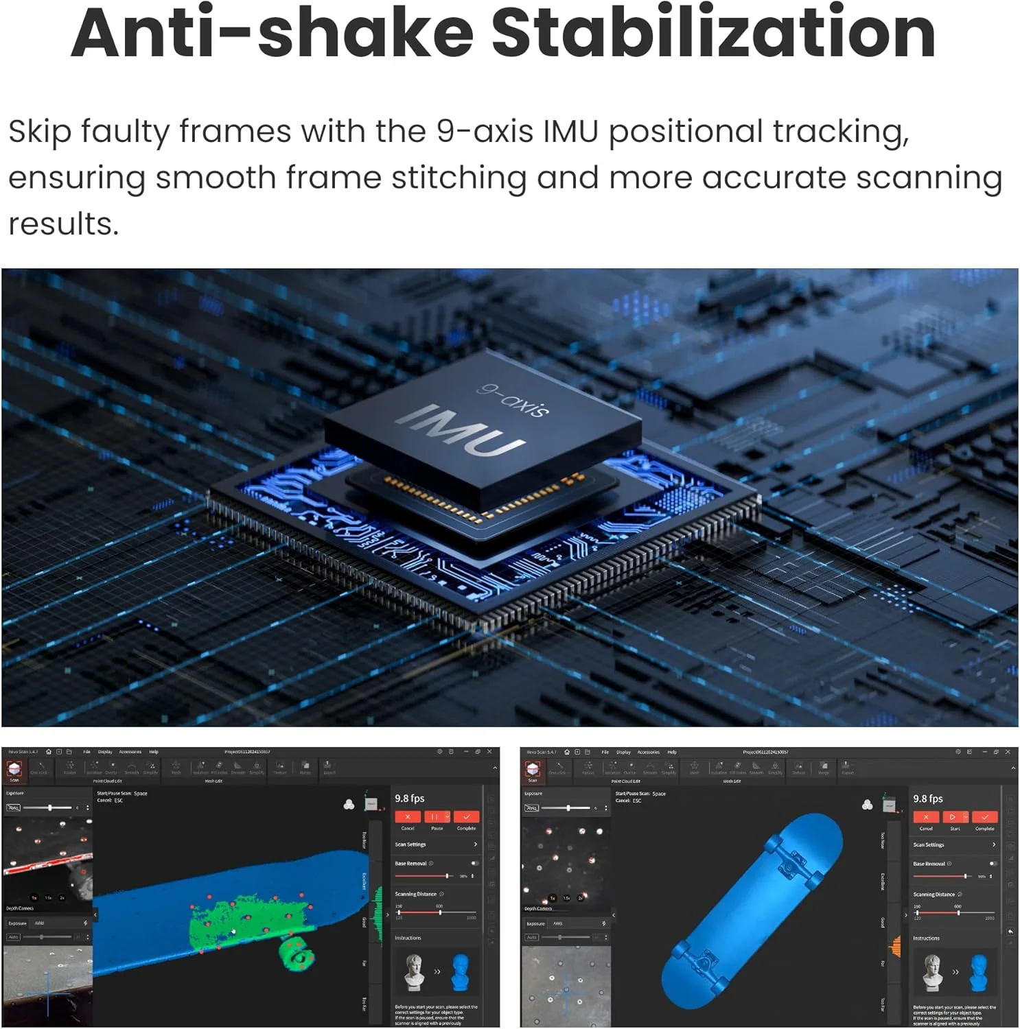 اسکنر سه بعدی Revopoint POP3 Plus برای چاپ سه بعدی، اسکنر سه بعدی دستی با دقت 0.04 میلی متر، اسکن تمام رنگی برای اشیاء متوسط، پشتیبانی از Android/iOS/Win/MacOS، پیشرفته