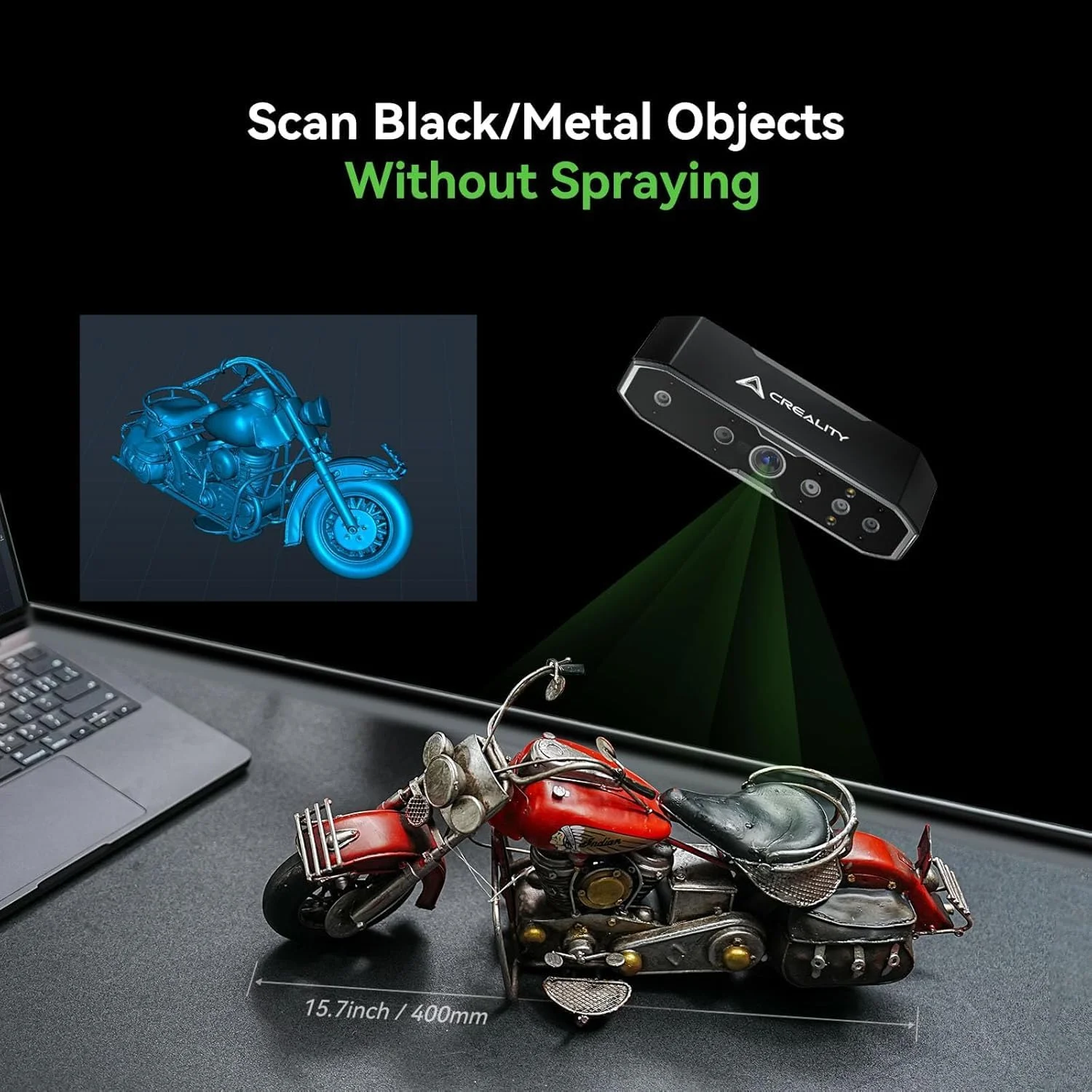 اسکنر سه بعدی Creality CR-Scan Otter برای پرینت سه بعدی، اسکنر پرینتر سه بعدی دستی با دید استریو 4 لنز، محدوده 10-2000 میلی متر، ردیابی ضد لرزش 24 بیتی تمام رنگی برای iOS Mac Windows Android