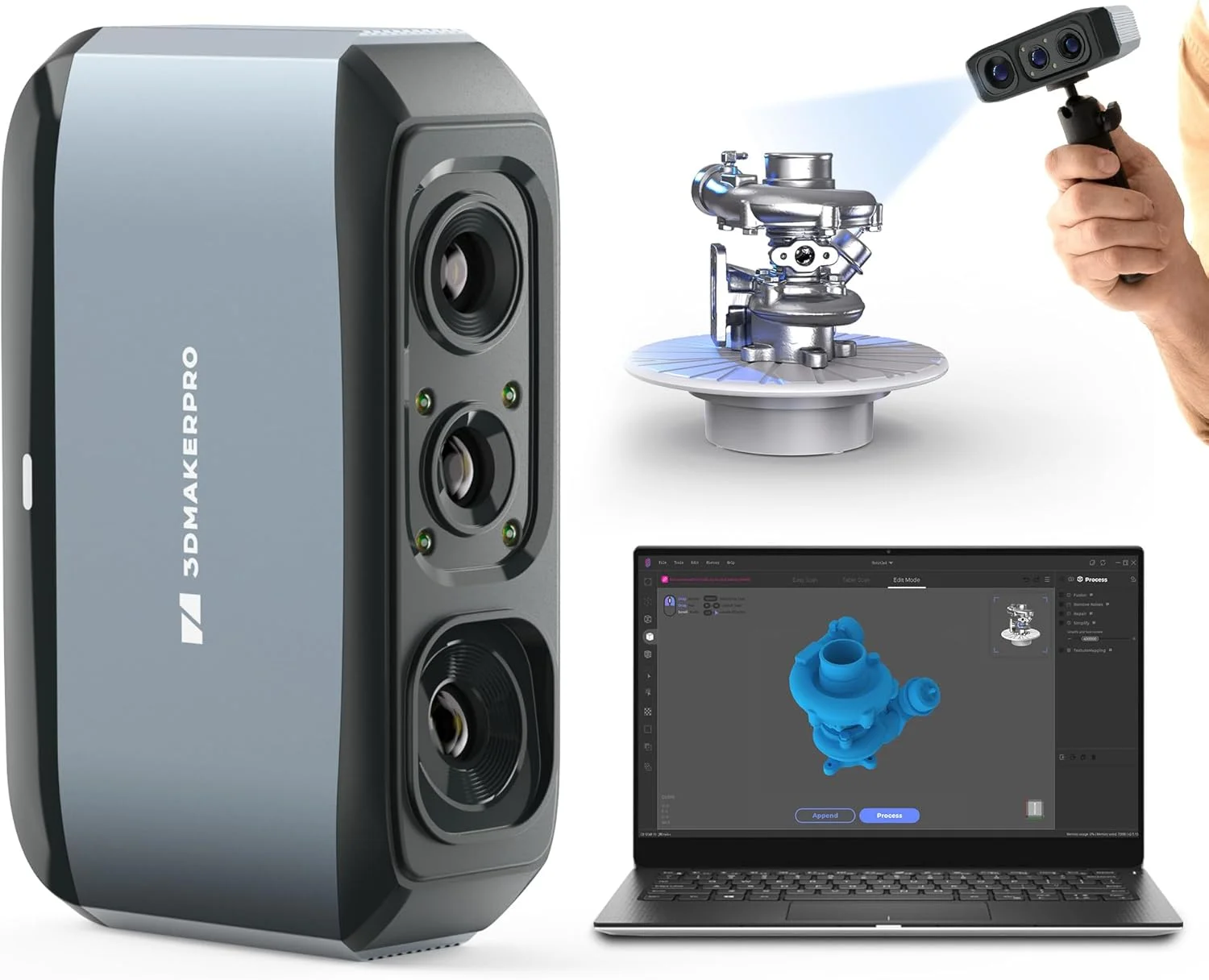 اسکنر سه بعدی 3DMakerpro برای چاپ سه بعدی، اسکنر مدل سه بعدی قابل حمل با دقت بالای 0.03 میلی متر، دوربین رنگی 24 بیتی، لنز ضد لرزش، سازگار با ویندوز/مک اسکنر سه بعدی 3DMakerpro برای چاپ سه بعدی، اسکنر مدل سه بعدی قابل حمل با دقت بالای 0.03 میلی متر، دوربین رنگی 24 بیتی، لنز ضد لرزش، سازگار با ویندوز/مک