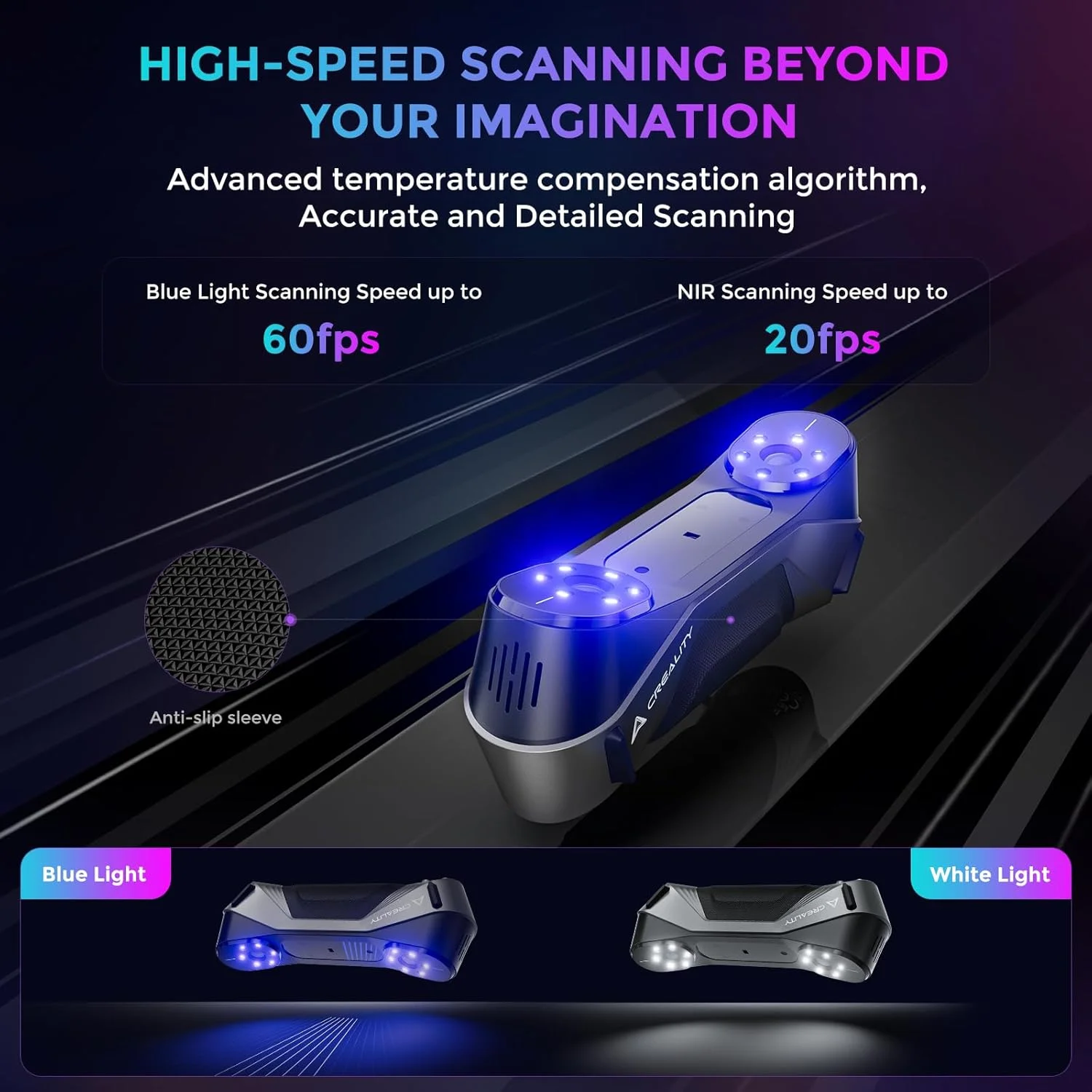 اسکنر سه بعدی Creality CR-Scan Raptor، اسکنر قابل حمل با دقت 0.03 میلی متر، نور آبی صنعتی، ردیابی ضد لرزش تا 60 فریم بر ثانیه، سرعت اسکن PA اسکنر سه بعدی Creality CR-Scan Raptor، اسکنر قابل حمل با دقت 0.03 میلی متر، نور آبی صنعتی، ردیابی ضد لرزش تا 60 فریم بر ثانیه، سرعت اسکن PA