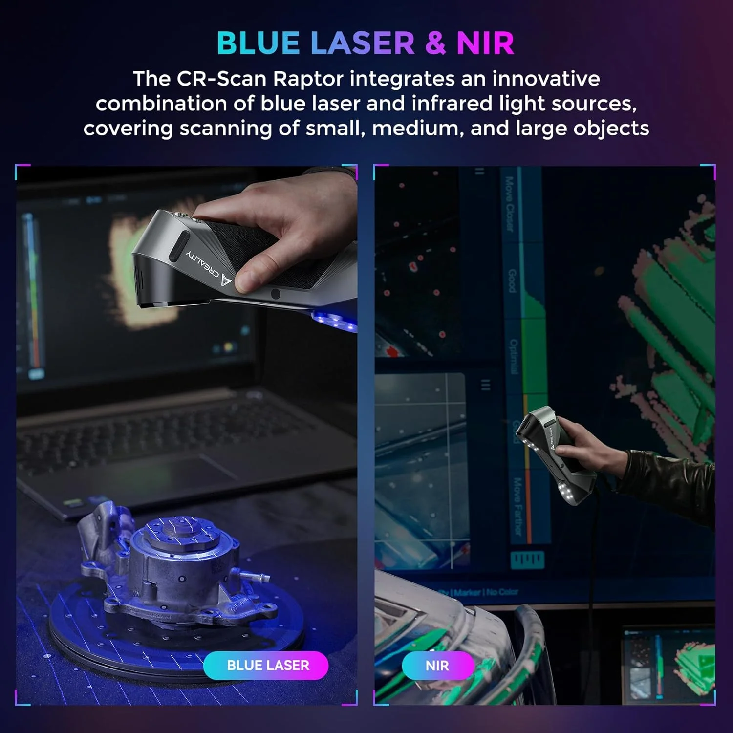 اسکنر سه بعدی Creality CR-Scan Raptor، اسکنر قابل حمل با دقت 0.03 میلی متر، نور آبی صنعتی، ردیابی ضد لرزش تا 60 فریم بر ثانیه، سرعت اسکن PA اسکنر سه بعدی Creality CR-Scan Raptor، اسکنر قابل حمل با دقت 0.03 میلی متر، نور آبی صنعتی، ردیابی ضد لرزش تا 60 فریم بر ثانیه، سرعت اسکن PA