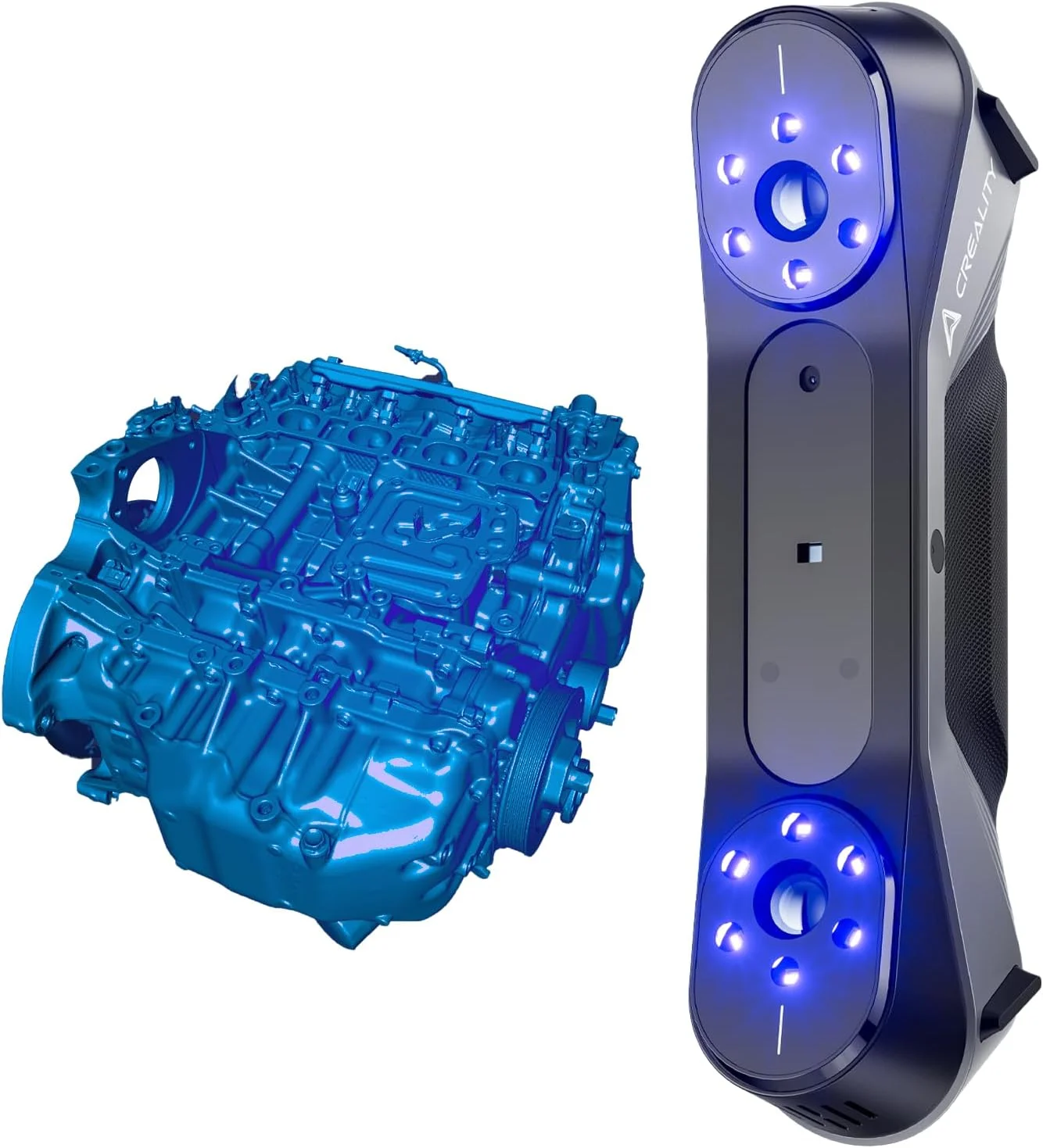 اسکنر سه بعدی Creality CR-Scan Raptor برای پرینت سه بعدی، اسکن تمام رنگی سریع 60 فریم بر ثانیه، دقت ارتقا یافته 0.02 میلی متر، اسکنر دستی مصرف کننده چند خطی آبی و NIR، ردیابی ضد لرزش برای ویندوز و macOS