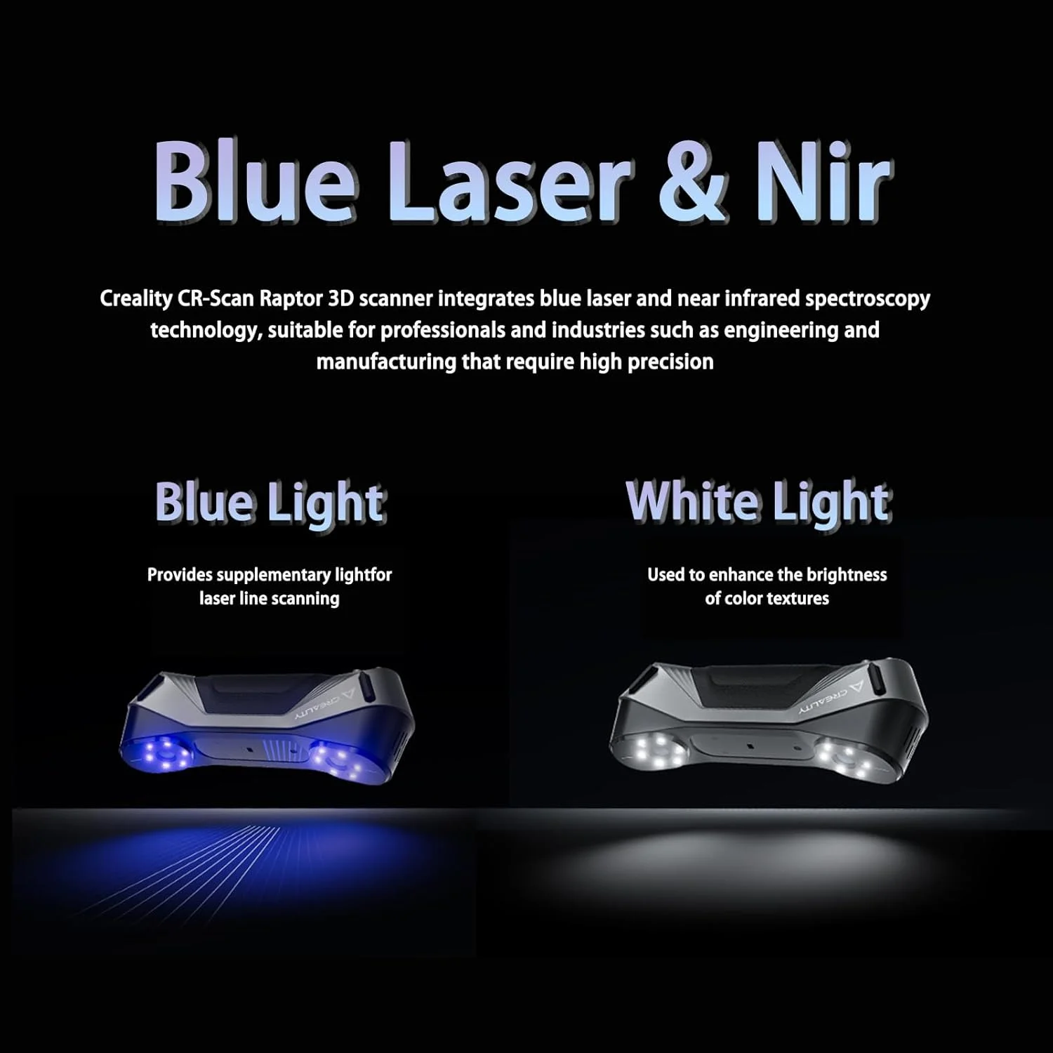 اسکنر سه بعدی Creality CR-Scan Raptor، دقت 0.02 میلی متر، 60 فریم در ثانیه، نور آبی چند خطی و NIR، اسکنر دستی درجه مصرف کننده، اسکن تمام رنگی 24 بیتی سریع برای ویندوز و macOS اسکنر سه بعدی Creality CR-Scan Raptor، دقت 0.02 میلی متر، 60 فریم در ثانیه، نور آبی چند خطی و NIR، اسکنر دستی درجه مصرف کننده، اسکن تمام رنگی 24 بیتی سریع برای ویندوز و macOS