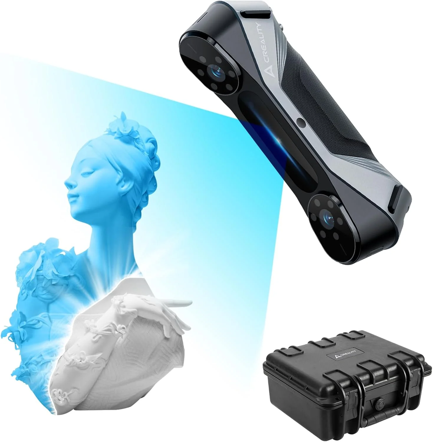 اسکنر سه بعدی Crealty مدل CR Scan Raptor برای اسکن مو و بدن، سرعت اسکن تا 60 فریم بر ثانیه و دقت 0.02 میلی متر، نور آبی صنعتی، اسکن با کیفیت بالا اسکنر سه بعدی Crealty مدل CR Scan Raptor برای اسکن مو و بدن، سرعت اسکن تا 60 فریم بر ثانیه و دقت 0.02 میلی متر، نور آبی صنعتی، اسکن با کیفیت بالا