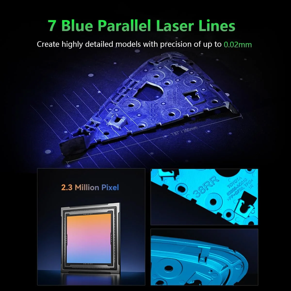 اسکنر سه بعدی Crealty مدل CR Scan Raptor برای اسکن مو و بدن، سرعت اسکن تا 60 فریم بر ثانیه و دقت 0.02 میلی متر، نور آبی صنعتی، اسکن با کیفیت بالا اسکنر سه بعدی Crealty مدل CR Scan Raptor برای اسکن مو و بدن، سرعت اسکن تا 60 فریم بر ثانیه و دقت 0.02 میلی متر، نور آبی صنعتی، اسکن با کیفیت بالا