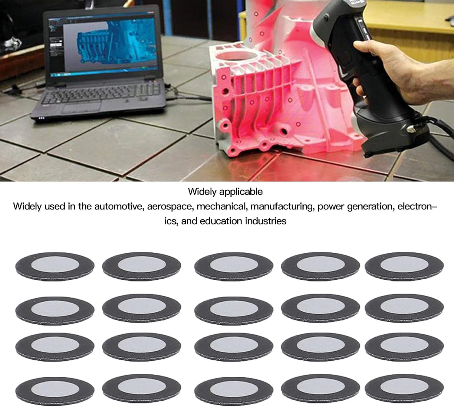 نشانگرهای اسکن سه بعدی فاباتر، 150 عدد نشانگر ردیابی نوری 6.0 میلی متری برای اسکنر سه بعدی صنعتی، نقاط ردیابی موقعیت یابی مغناطیسی نشانگرهای بازتابنده پراکنده (شناسه 6 میلی متر، OD 10 میلی متر) نشانگرهای اسکن سه بعدی فاباتر، 150 عدد نشانگر ردیابی نوری 6.0 میلی متری برای اسکنر سه بعدی صنعتی، نقاط ردیابی موقعیت یابی مغناطیسی نشانگرهای بازتابنده پراکنده (شناسه 6 میلی متر، OD 10 میلی متر)