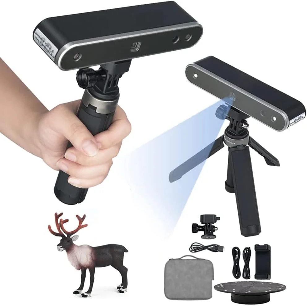 اسکنر سه بعدی دستی DISHENGZHEN با دقت 0.05 میلی متر، اسکنر سه بعدی قابل حمل برای چاپ سه بعدی رنگی، سرعت اسکن 10 فریم در ثانیه، پشتیبانی از موبایل و لپ تاپ با صفحه گردان دو محوره، اسکن صورت و بدن