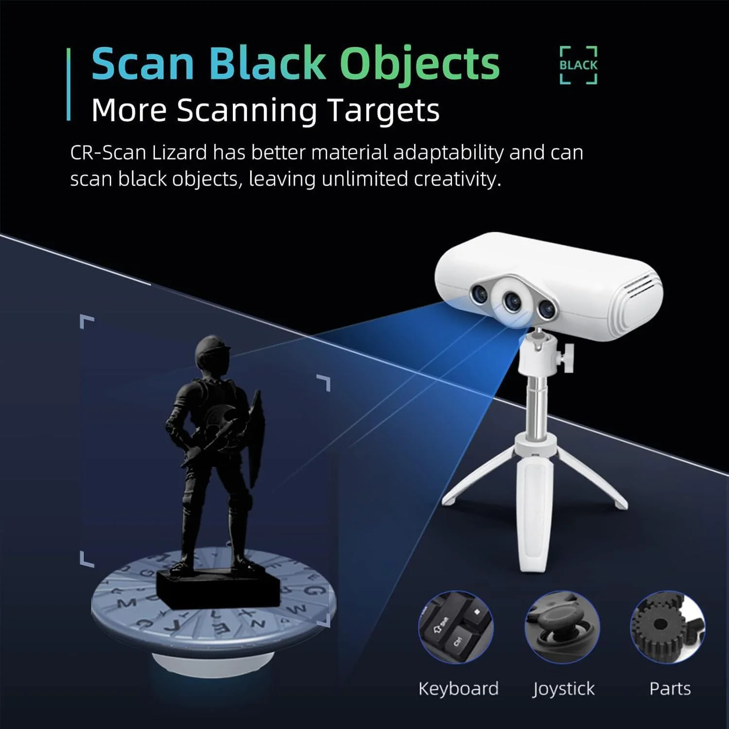 اسکنر سه بعدی حرفه ای برای پرینتر سه بعدی، اسکنر سه بعدی دستی/حالت خودکار قابل حمل، دقت تا 0.05 میلی متر و سرعت اسکن 10 فریم در ثانیه، اسکن بدن و اسکن اشیاء تیره