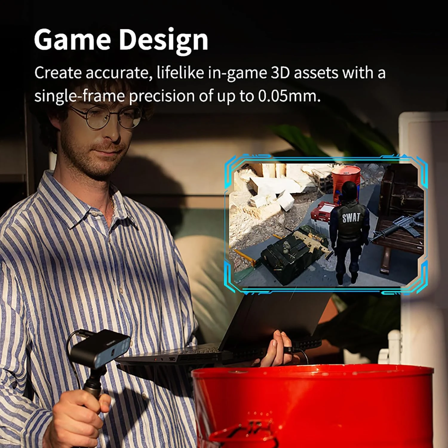 اسکنر سه بعدی دستی برای پرینت سه بعدی، اسکنر مدل سه بعدی با دقت 0.05 میلی متر و سرعت اسکن 18 فریم در ثانیه، اسکن سه بعدی تمام رنگی برای هنر و طراحی، پاسخگوی نیازهای اسکن شما