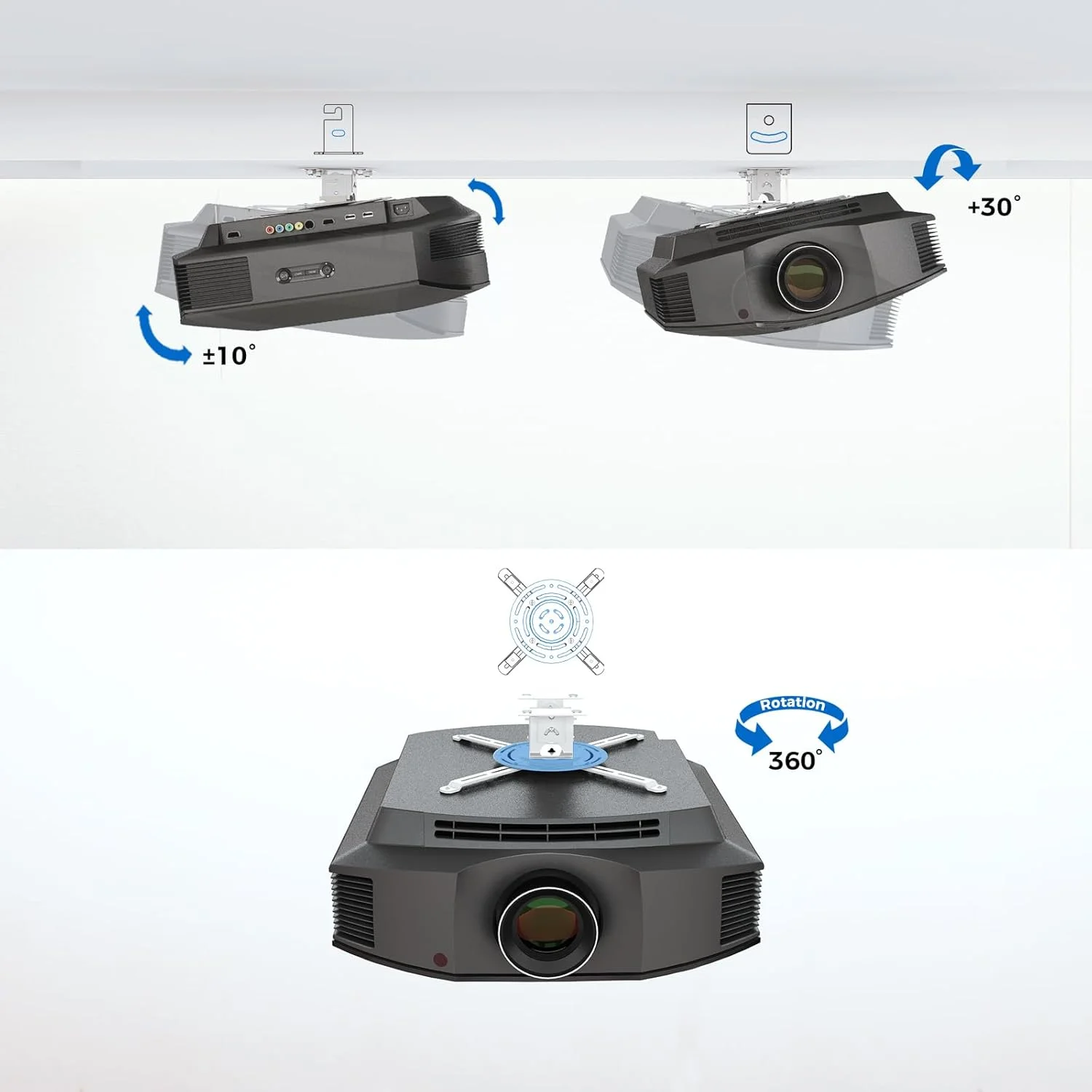 پایه سقفی پروژکتور قابل تنظیم یونیورسال SCREEN PRO، سفید