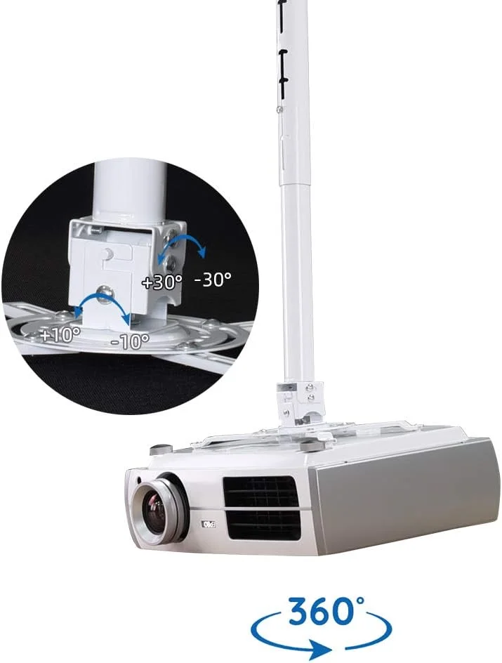 پایه سقفی پروژکتور یونیورسال با حرکت کامل و ارتفاع قابل تنظیم 84 تا 150 سانتی متر، حداکثر وزن 10 کیلوگرم و بازوهای قابل افزایش، قابلیت چرخش و شیب برای پروژکتورهای خانگی و اداری پایه سقفی پروژکتور یونیورسال با حرکت کامل و ارتفاع قابل تنظیم 84 تا 150 سانتی متر، حداکثر وزن 10 کیلوگرم و بازوهای قابل افزایش، قابلیت چرخش و شیب برای پروژکتورهای خانگی و اداری