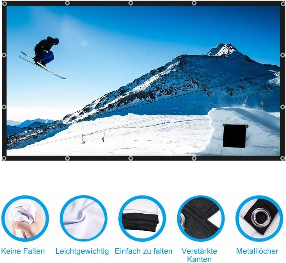 پرده نمایش پروژکتور سالنگ، 120 اینچ، 16:9 HD، تاشو و قابل حمل، پرده نمایش برای کمپینگ و سینمای خانگی، پرده نمایش برای پروژکتورها پرده نمایش پروژکتور سالنگ، 120 اینچ، 16:9 HD، تاشو و قابل حمل، پرده نمایش برای کمپینگ و سینمای خانگی، پرده نمایش برای پروژکتورها