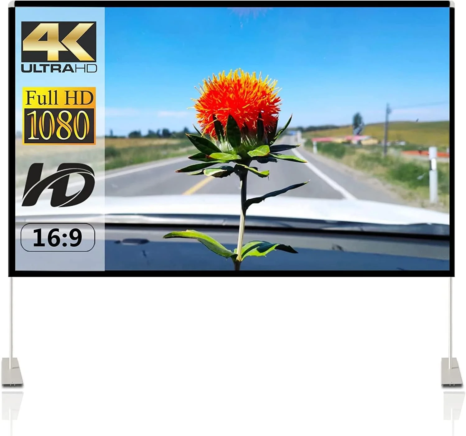 پرده نمایش پروژکتور SKERELL با پایه 120 اینچ، پرده نمایش قابل حمل 16:9 4K HD برای نمایش فیلم های جلو و عقب با کیف حمل برای سینمای خانگی داخلی و خارجی، حیاط خلوت و مسافرت پرده نمایش پروژکتور SKERELL با پایه 120 اینچ، پرده نمایش قابل حمل 16:9 4K HD برای نمایش فیلم های جلو و عقب با کیف حمل برای سینمای خانگی داخلی و خارجی، حیاط خلوت و مسافرت