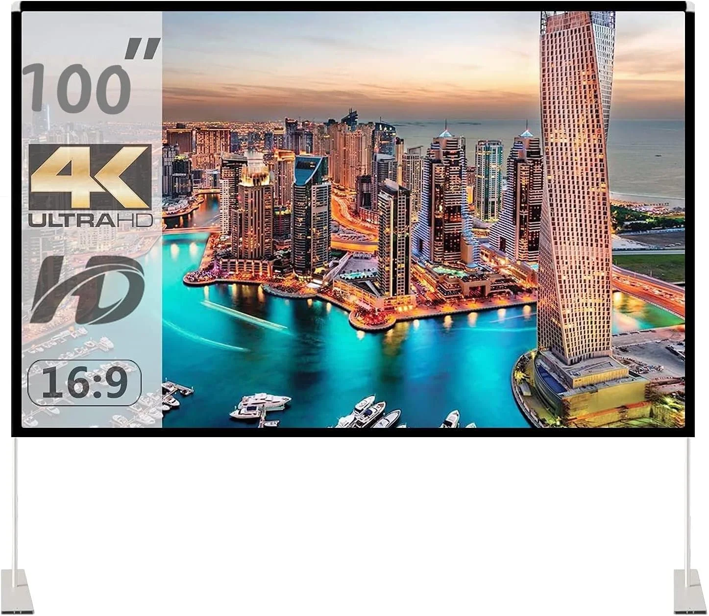 پرده نمایش پروژکتور با پایه 100 اینچ، پرده نمایش قابل حمل 16:9 4K HD برای نمایش های جلو و عقب، به همراه کیف حمل برای سینمای خانگی داخلی و خارجی، حیاط خلوت و مسافرت پرده نمایش پروژکتور با پایه 100 اینچ، پرده نمایش قابل حمل 16:9 4K HD برای نمایش های جلو و عقب، به همراه کیف حمل برای سینمای خانگی داخلی و خارجی، حیاط خلوت و مسافرت