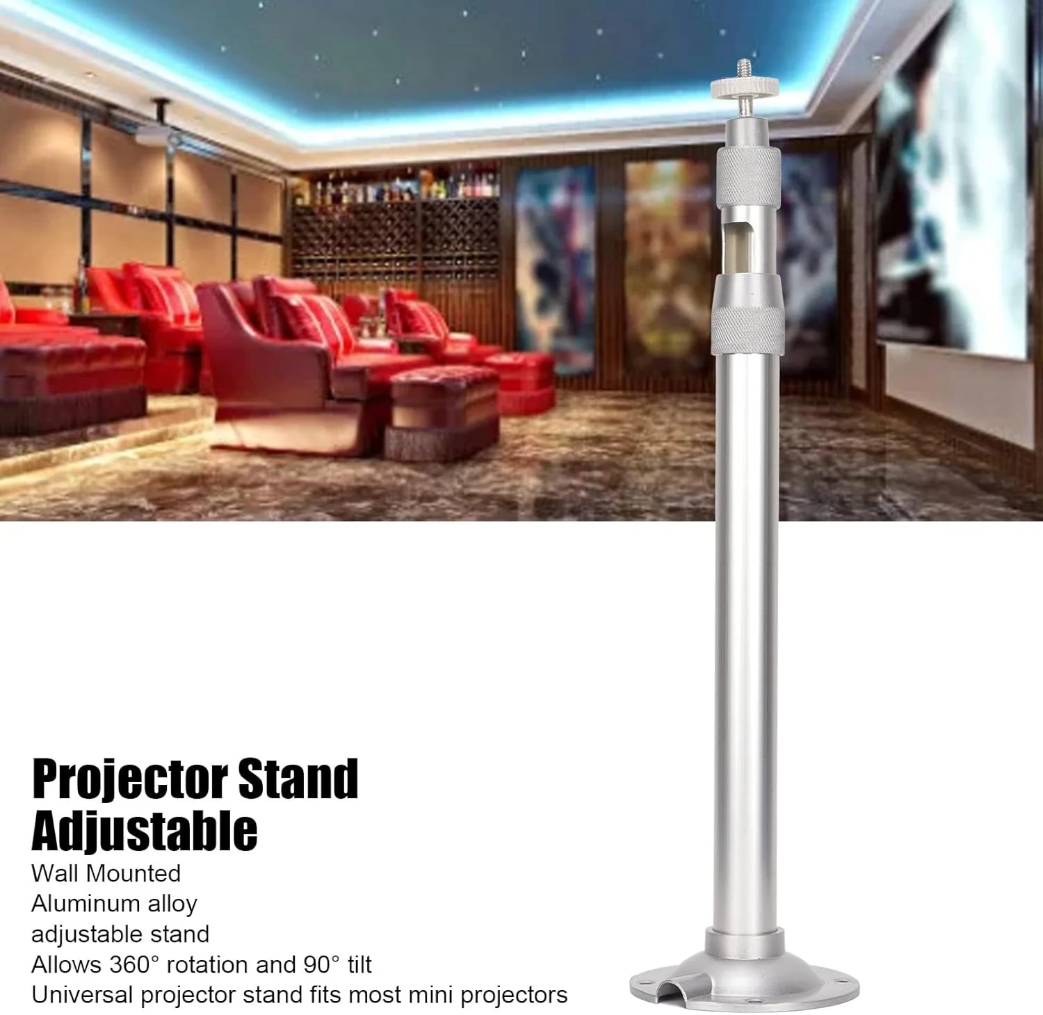 پایه پروژکتور SRTK، پایه 360 درجه با ظرفیت بار 5 کیلوگرم، پایه سقفی پروژکتور دیواری با قابلیت شیب 90 درجه و رزوه 1/4 اینچی برای اکثر مینی پروژکتورها پایه پروژکتور SRTK، پایه 360 درجه با ظرفیت بار 5 کیلوگرم، پایه سقفی پروژکتور دیواری با قابلیت شیب 90 درجه و رزوه 1/4 اینچی برای اکثر مینی پروژکتورها