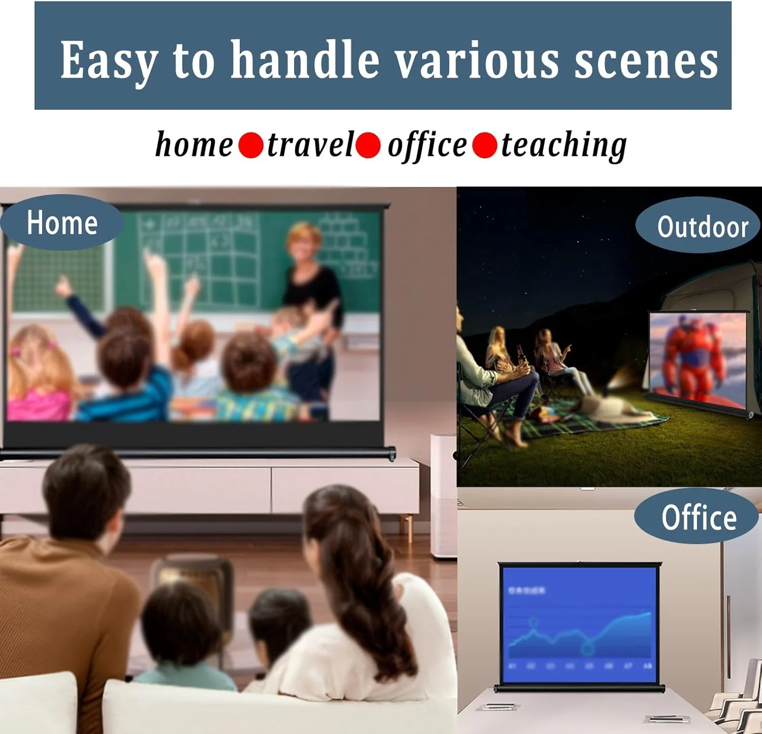 پرده نمایش پروژکتور 100 اینچی Staright با پایه سه پایه، پرده نمایش قابل حمل 16:9 4K 3D برای استفاده در منزل، دفتر، داخل و خارج از منزل پرده نمایش پروژکتور 100 اینچی Staright با پایه سه پایه، پرده نمایش قابل حمل 16:9 4K 3D برای استفاده در منزل، دفتر، داخل و خارج از منزل