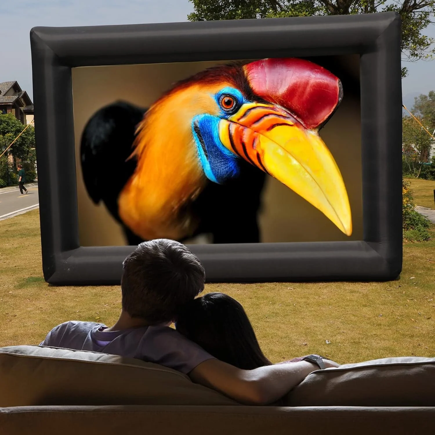 پرده نمایش بادی 4.8 متری، پرده نمایش پروژکتور داخلی و خارجی با کیف حمل برای نمایش از جلو و عقب پرده نمایش بادی 4.8 متری، پرده نمایش پروژکتور داخلی و خارجی با کیف حمل برای نمایش از جلو و عقب