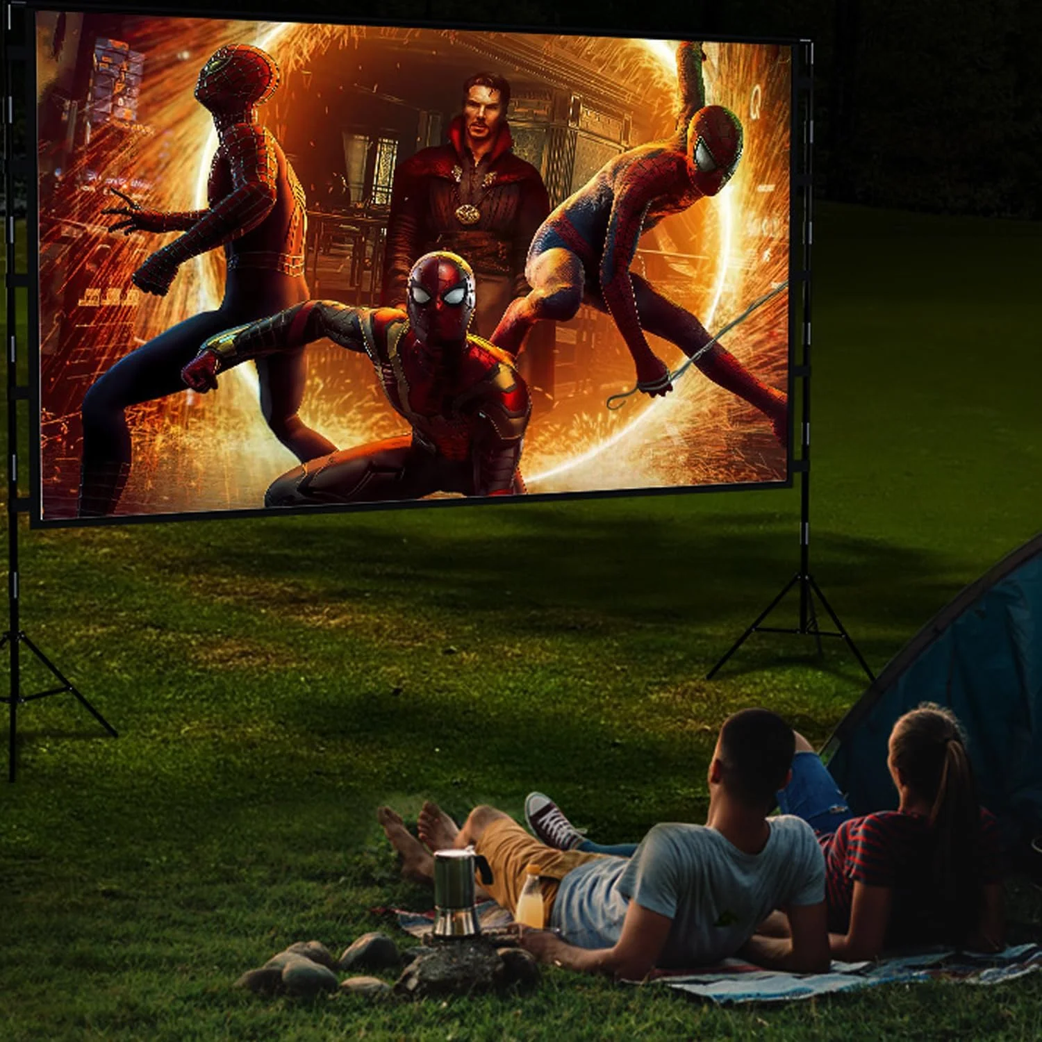 پرده نمایش پروژکتور 120 اینچی STAYOUNG - 16:9 تاشو قابل حمل، پرده نمایش پروژکتور داخلی و خارجی با پایه، برای سینمای خانگی داخلی، حیاط خلوت، مسافرت