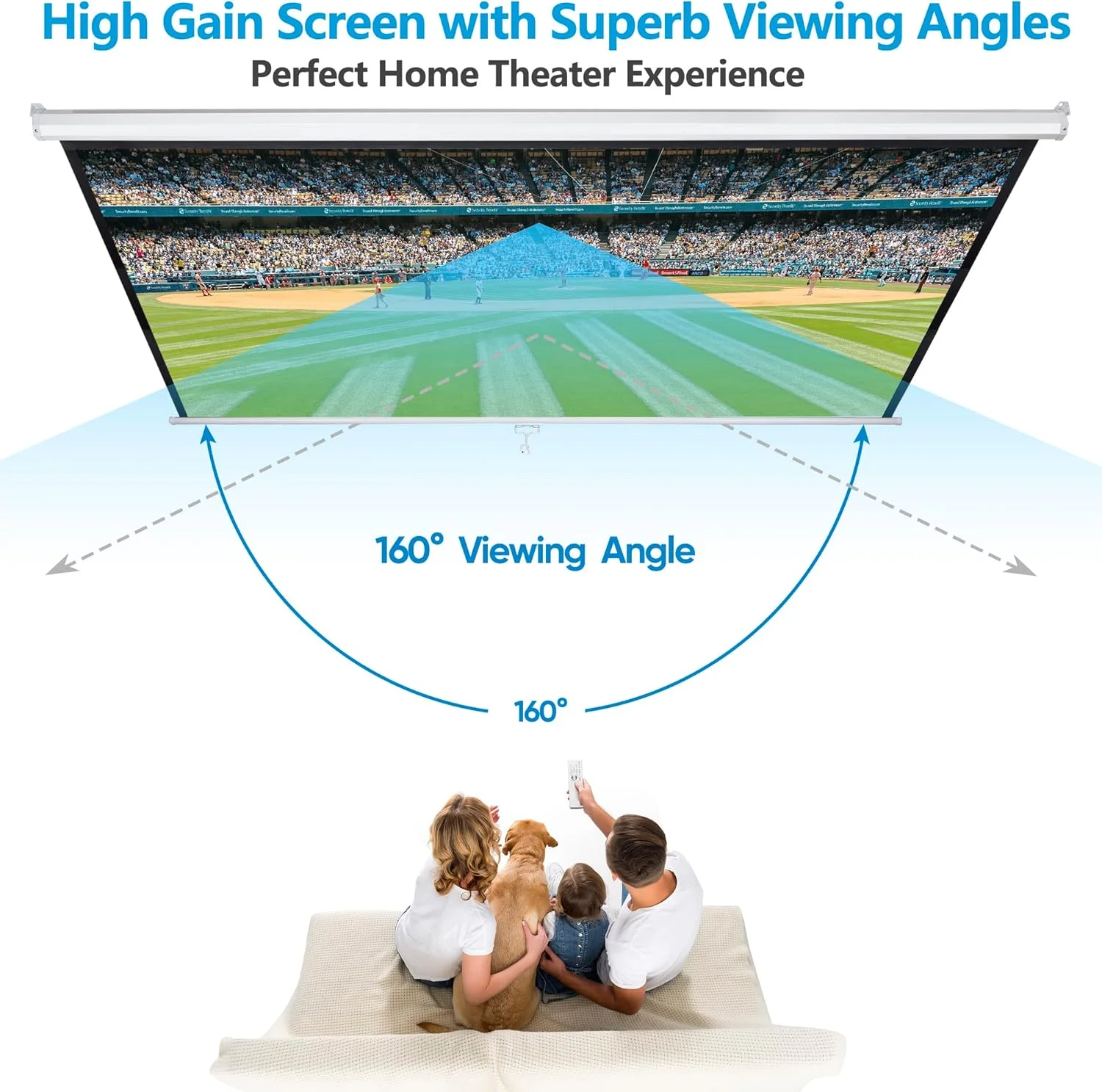 پرده نمایش 80 اینچی HD با نسبت تصویر 16:9، تاشو، ضد چروک، قابل حمل، مناسب برای سینمای خانگی، ارائه، آموزش، نمایش عمومی در فضای باز و داخلی