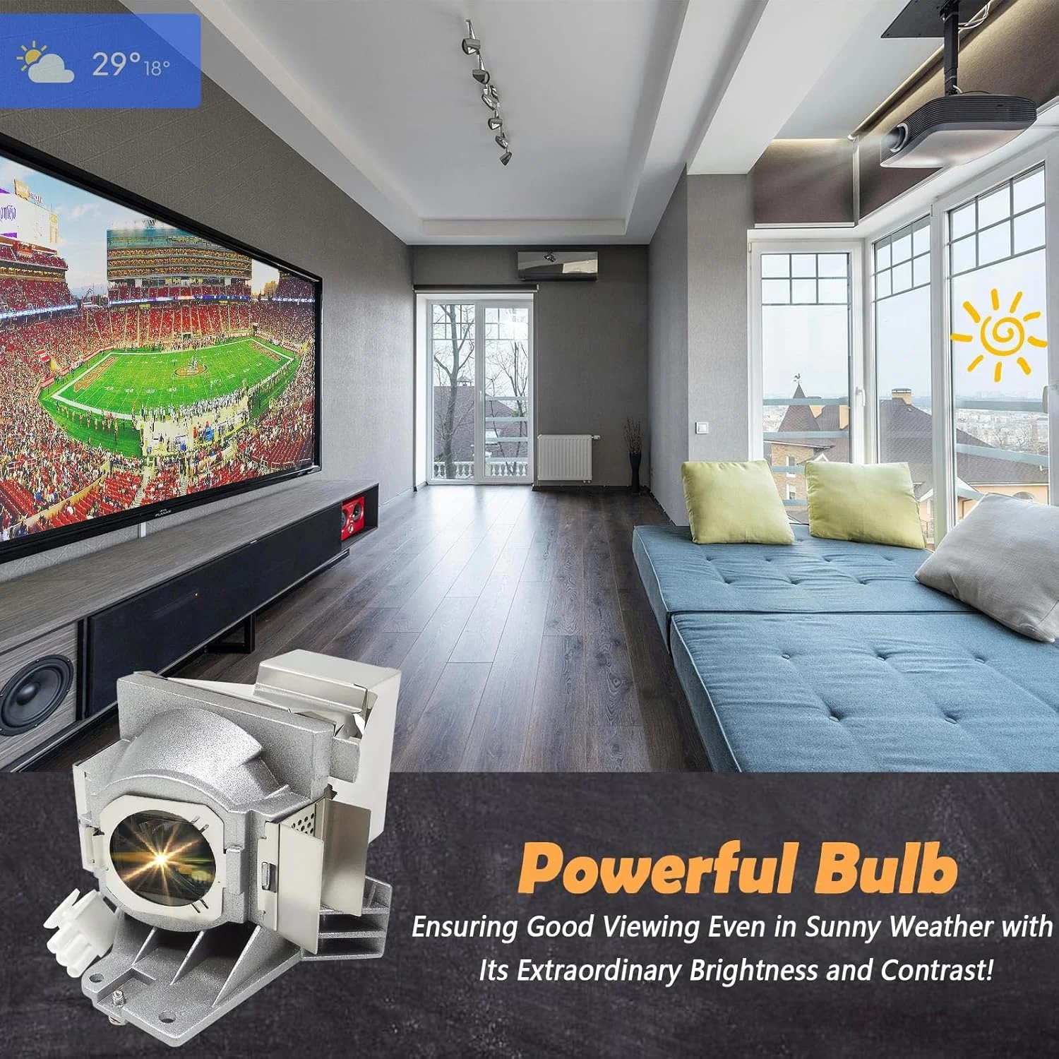 لامپ پروژکتور جایگزین Supermait با کیفیت A+ مدل 5J.JEE05.001 به همراه محفظه سازگار با پروژکتورهای BenQ W1110 / W2000 / W1210st / HT2050 / HT3050