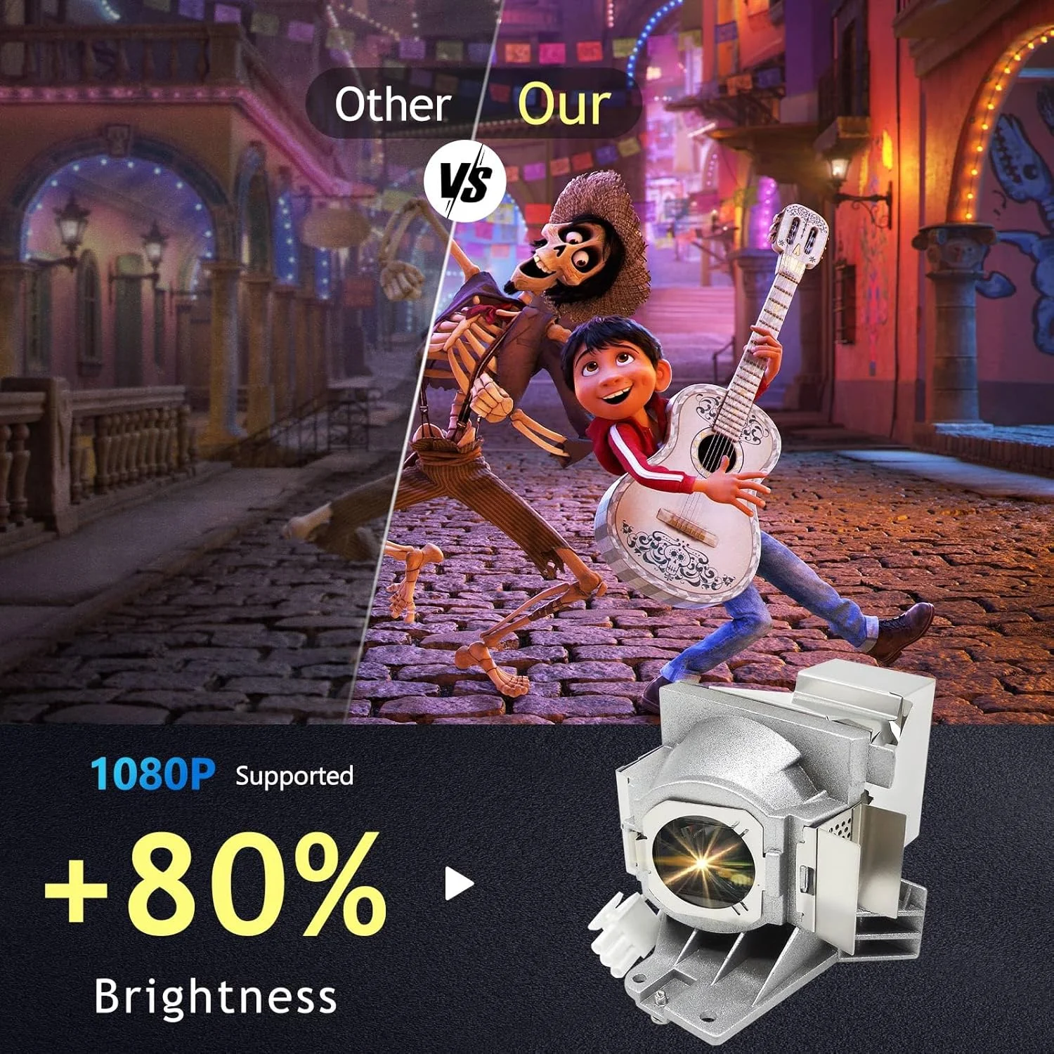 لامپ پروژکتور جایگزین Supermait با کیفیت A+ مدل 5J.JEE05.001 به همراه محفظه سازگار با پروژکتورهای BenQ W1110 / W2000 / W1210st / HT2050 / HT3050