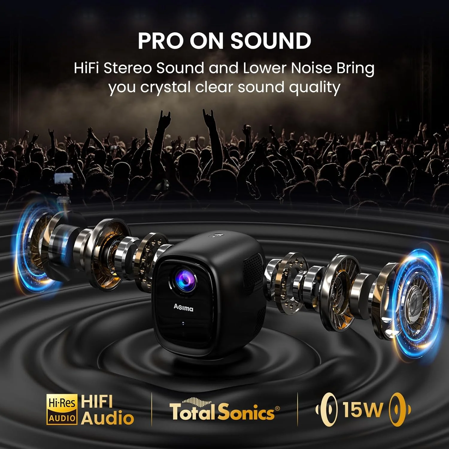 پروژکتور مینی با فوکوس خودکار هوش مصنوعی، وای فای 6 و بلوتوث 5.2، تصحیح خودکار، پشتیبانی از 1080P و 4K، سیستم عامل اندروید تی وی، بلندگوهای داخلی با کیفیت بالا، پروژکتور قابل حمل مناسب منزل و فضای باز، مشکی