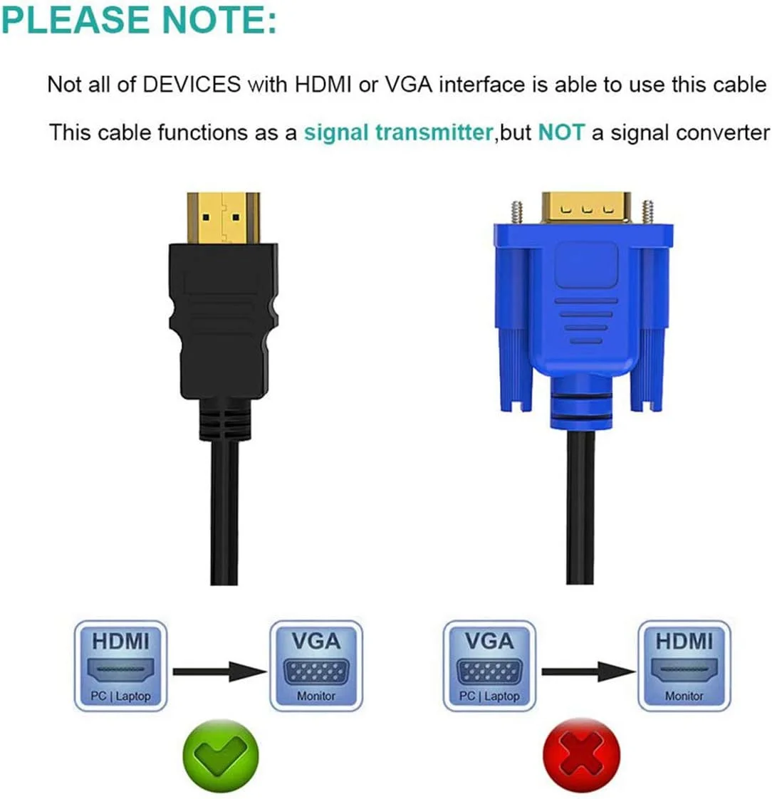 کابل تبدیل HDMI به VGA با کیفیت 1080P و طول 1.5 متر، آداپتور صدا و تصویر