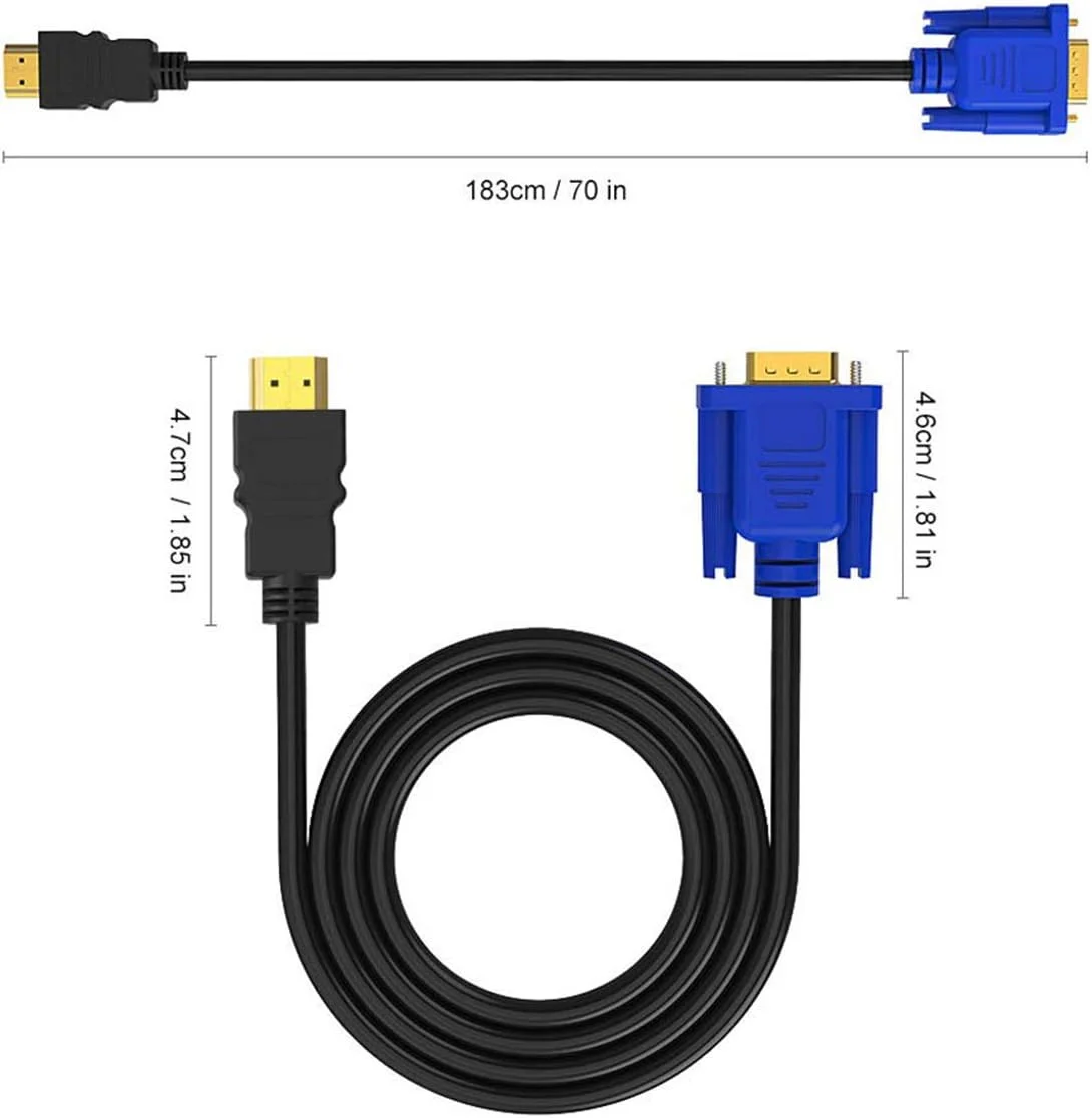 کابل تبدیل HDMI به VGA با کیفیت 1080P و طول 1.5 متر، آداپتور صدا و تصویر