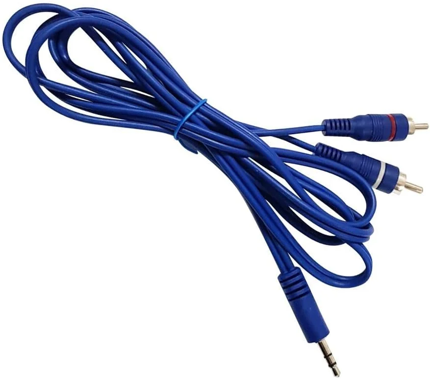 کابل Y استریو 3.5 میلی‌متری نری به دو RCA استریو نری، آبی