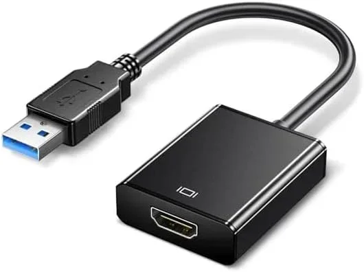 تبدیل USB به HDMI، مبدل کابل گرافیک ویدئویی USB 3.0/2.0 به HDMI 1080P با صدا برای کامپیوتر لپ تاپ پروژکتور HDTV سازگار با ویندوز XP 7/8/8.1/10