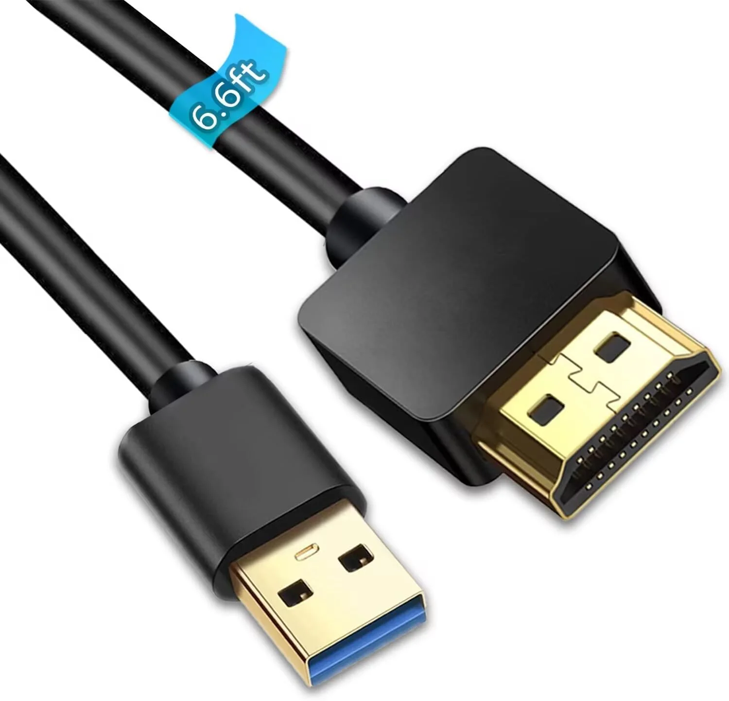 کابل تبدیل USB به HDMI به طول 2 متر، کابل نر USB 3.0 به HDMI با کیفیت 1080P HD برای نمایشگر مانیتور، کابل تبدیل صدا و تصویر، سازگار فقط با ویندوز 7/8/8.1/10