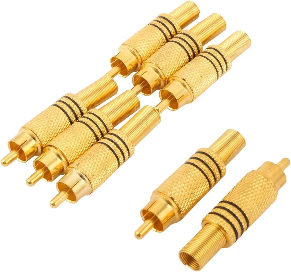 آداپتور کابل جک فلزی (توزیع الکتریکی) فنری اتصال دهنده صوتی و تصویری RCA، رنگ طلایی