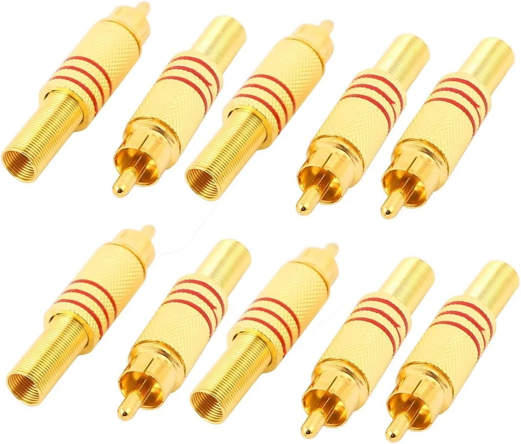 اکسیت 10 عدد کانکتور آداپتور صوتی تصویری RCA 3.5 میلی متری نر با روکش طلایی