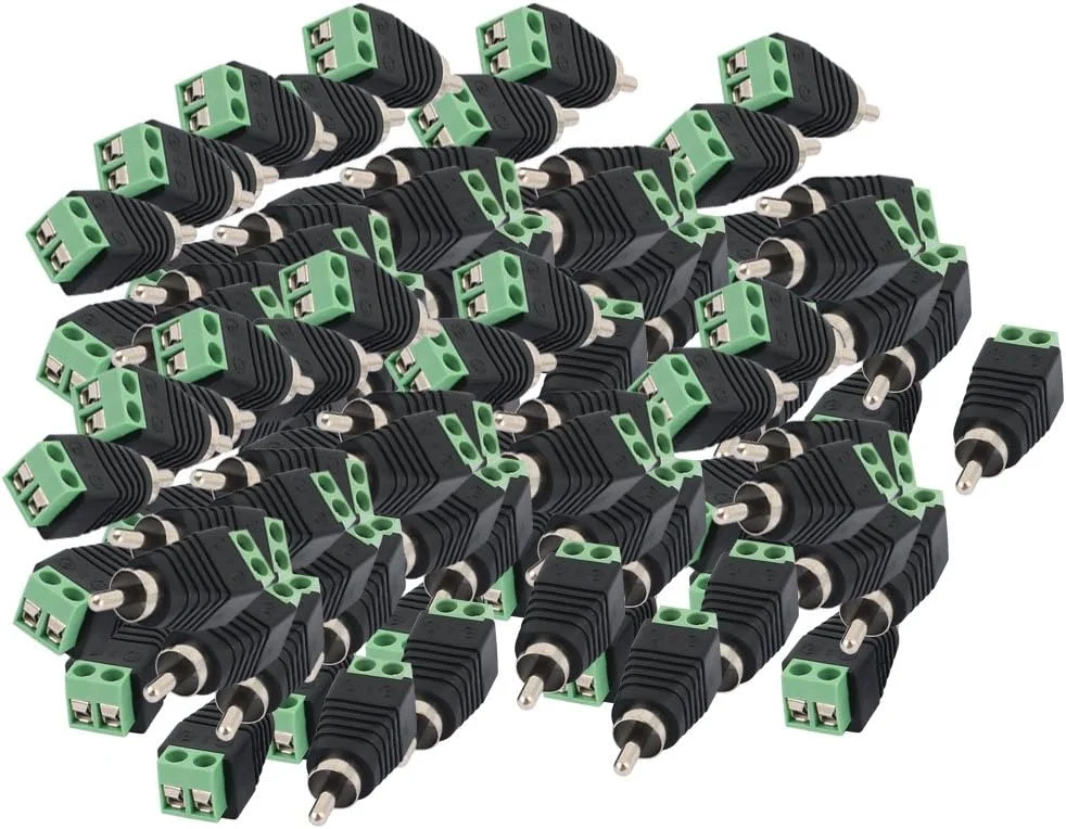 Aexit 100 عدد ترمینال پیچی کواکسیال Cat5 Cat6 به کانکتور جک نری RCA صوتی و تصویری