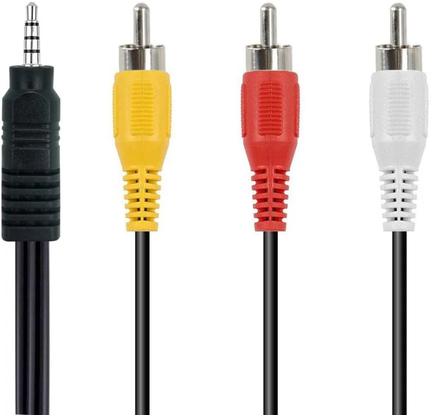 کابل خروجی صوتی و تصویری AV دوربین فیلمبرداری 3.5 میلی متری به RCA، کابل جایگزین ورودی AV سه فیش RCA به 3.5 میلی متری برای تلویزیون سونی 1.5 متری