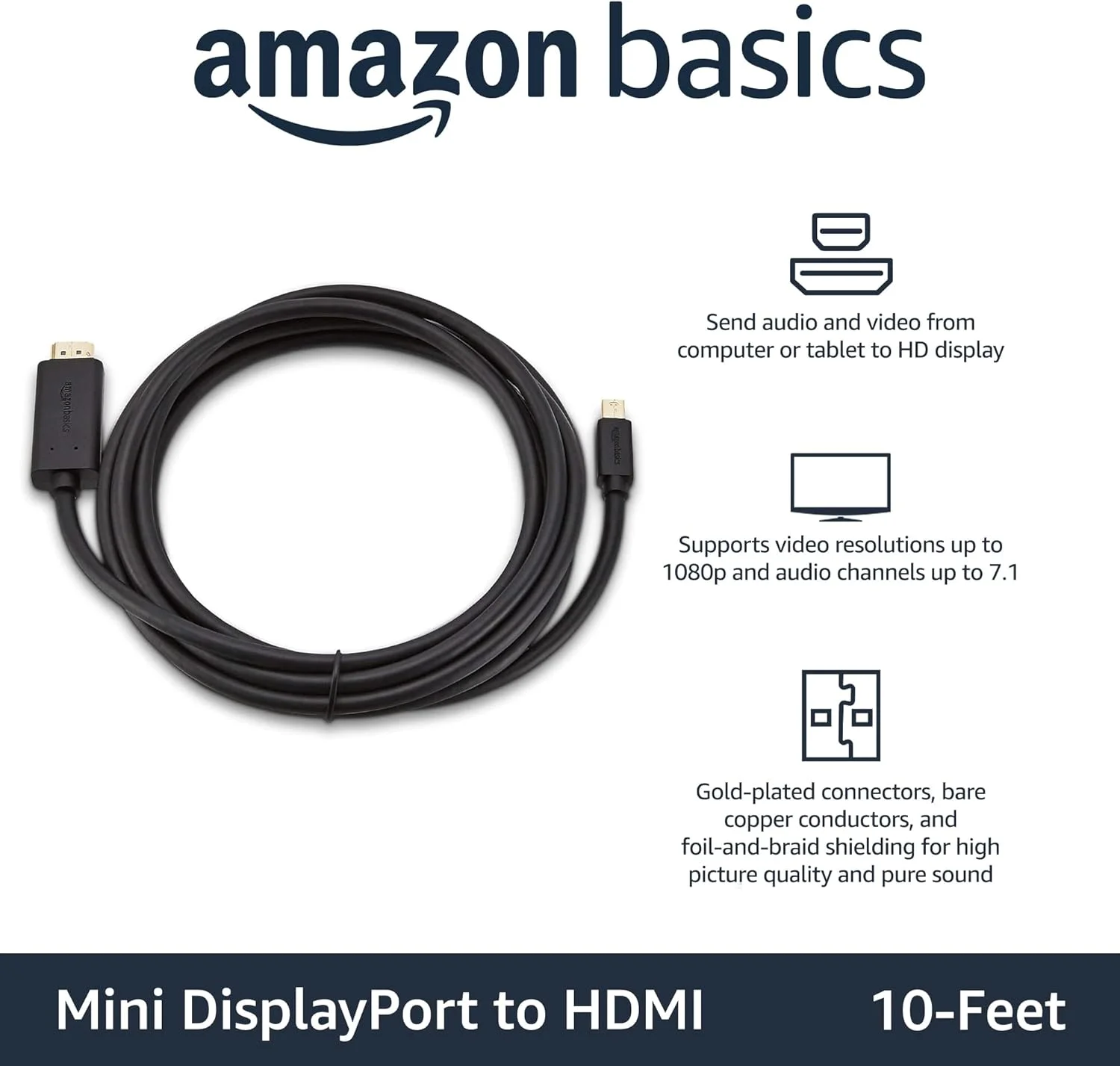 کابل Mini DisplayPort به HDMI آمازون بیسیکس - 3 متر