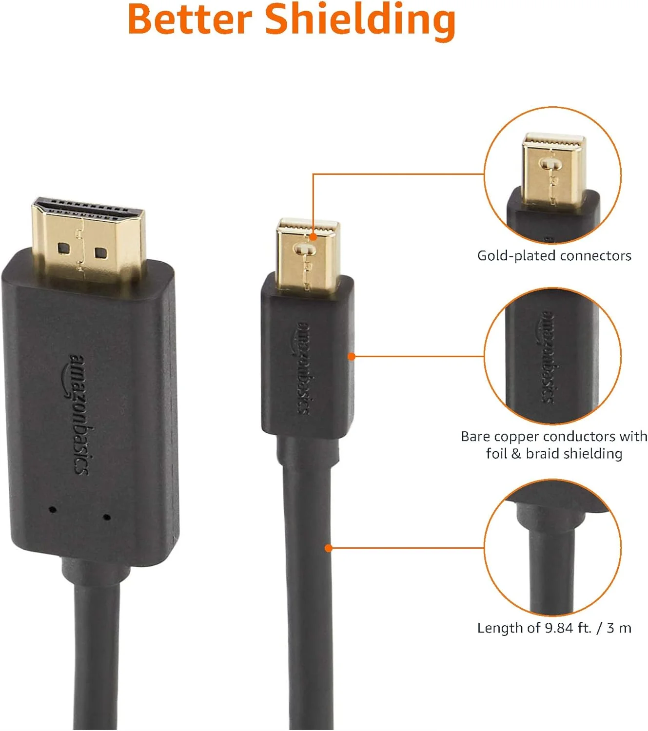 کابل Mini DisplayPort به HDMI آمازون بیسیکس - 3 متر