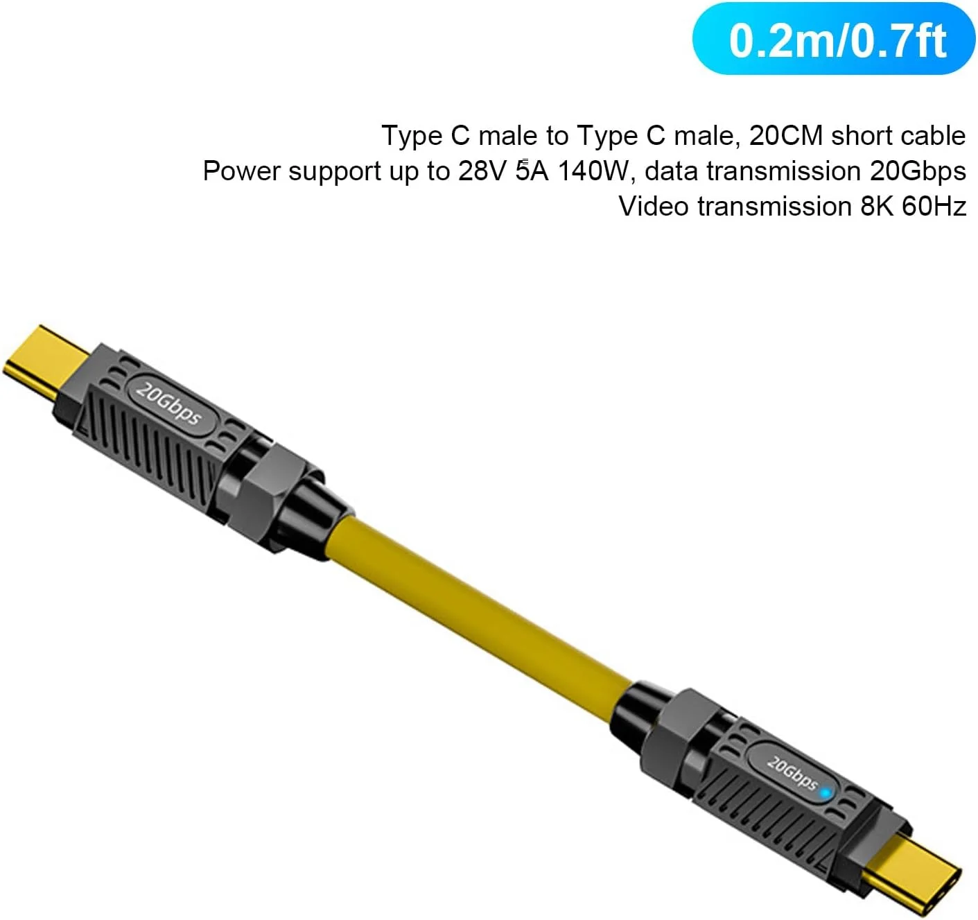 کابل توسعه Type C Annadue، انتقال داده 20 گیگابیت بر ثانیه، انتقال صدا و تصویر 8K 60 هرتز، شارژ سریع PD Type C USB C نر به ماده (نر به نر، کابل مستقیم 0.2 متر) کابل توسعه Type C Annadue، انتقال داده 20 گیگابیت بر ثانیه، انتقال صدا و تصویر 8K 60 هرتز، شارژ سریع PD Type C USB C نر به ماده (نر به نر، کابل مستقیم 0.2 متر)