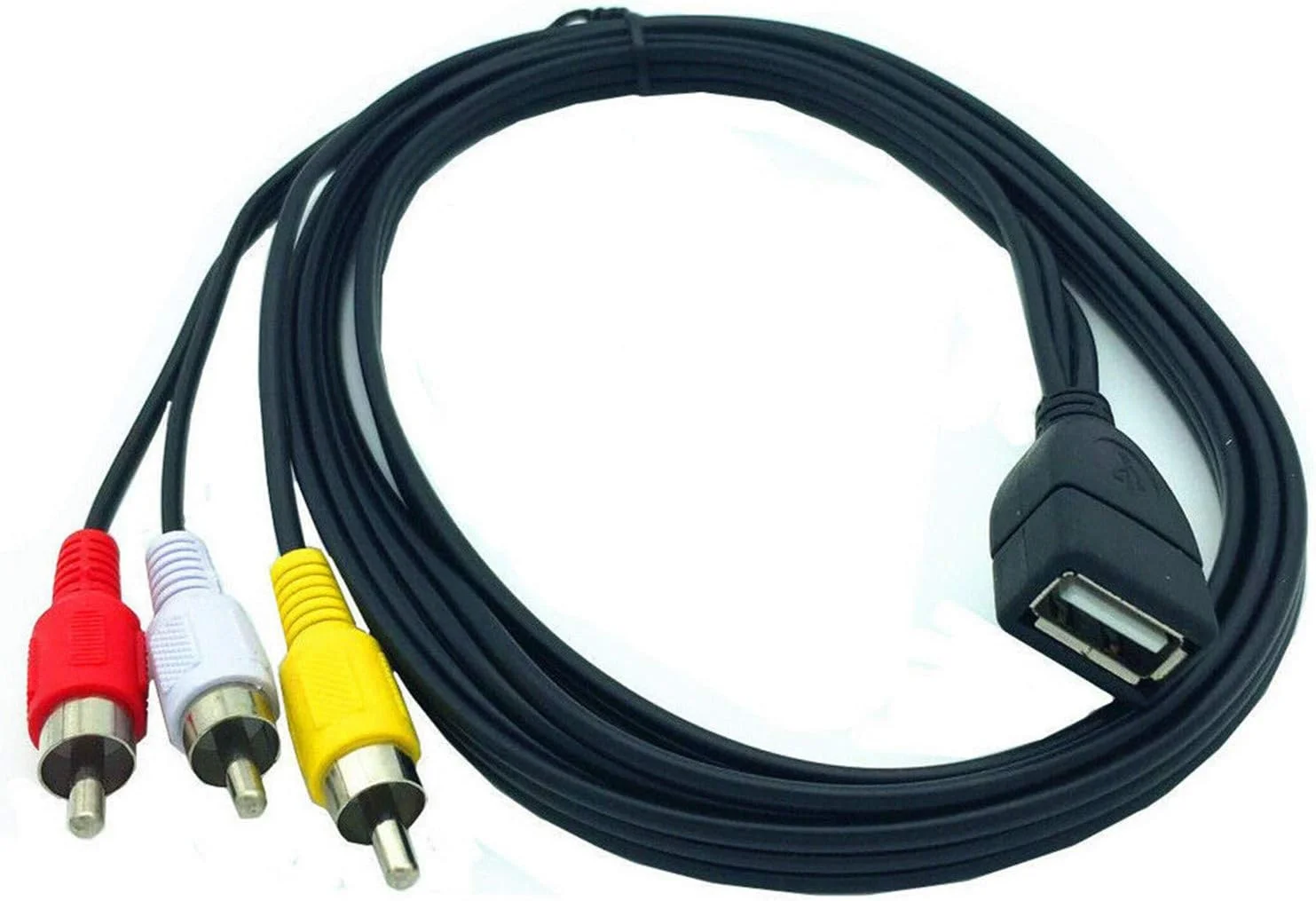 کابل تبدیل USB A مادگی به 3 RCA AV صدا و تصویر ANRANK UR20315AK طول 1.5 متر مناسب تلویزیون، DVD و HDTV کابل تبدیل USB A مادگی به 3 RCA AV صدا و تصویر ANRANK UR20315AK طول 1.5 متر مناسب تلویزیون، DVD و HDTV