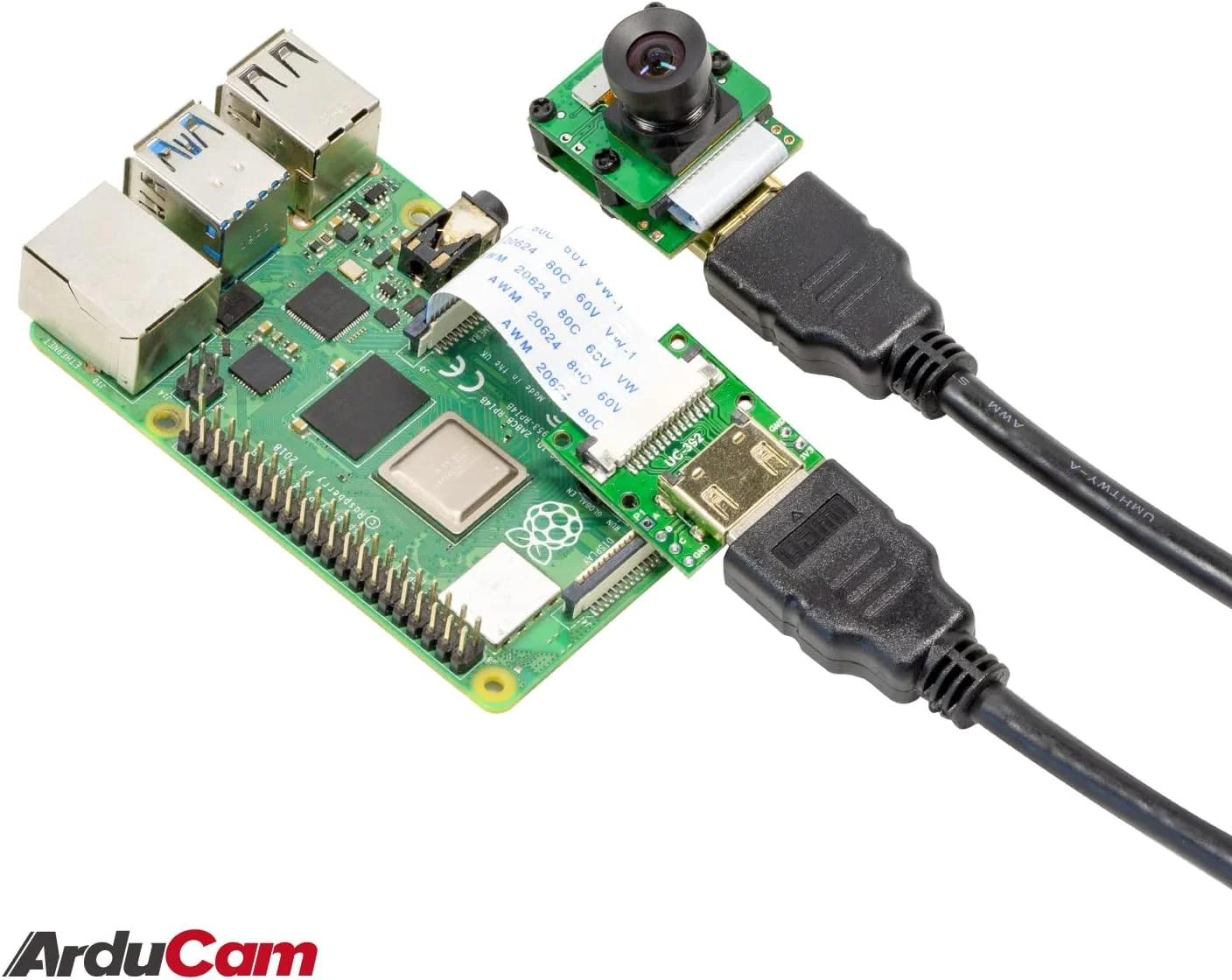 ماژول توسعه کابل CSI به HDMI آردوكم با کابل FPC 15 پین 60 میلی متری برای دوربین Raspberry Pi V3/V1/V2/HQ (بسته 2 عددی، 1 ست)
