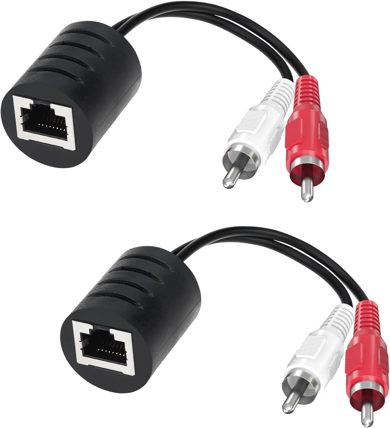 بالون صوتی، بسته 2 عددی استریو RCA به استریو RCA توسعه دهنده صدا از طریق کابل Cat5 / Cat6 تبدیل 2 RCA به کابل استریو RJ45