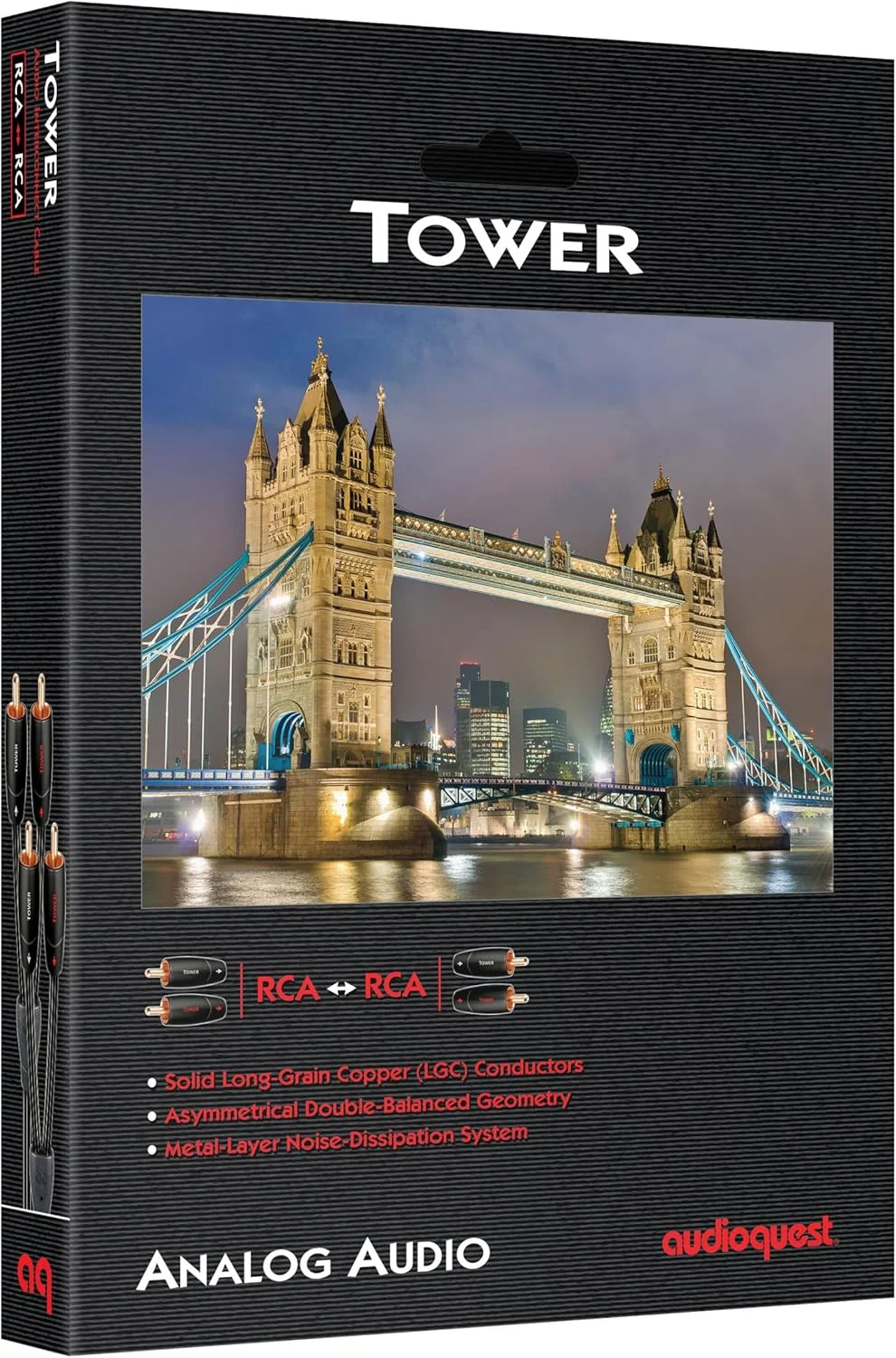 کابل صوتی 8 متری AudioQuest Tower RCA - کابل های صوتی (2 x RCA, 2 x RCA, مس, 8 متر, مشکی)
