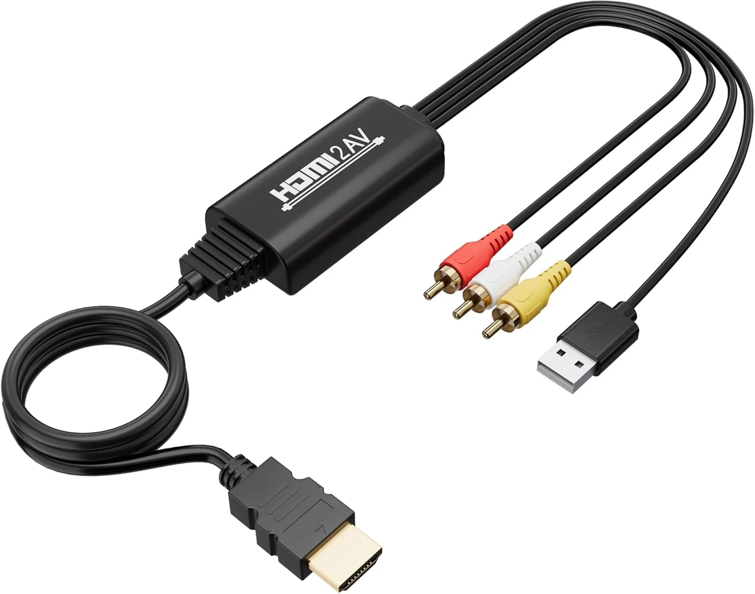 کابل تبدیل HDMI به RCA به طول 2 متر، آداپتور صوتی و تصویری کامپوزیت CVBS AV از HDMI به 3RCA با USB، پشتیبانی از PAL/NTSC برای تلویزیون های قدیمی، اندروید باکس، رایانه شخصی، DVD - یک طرفه