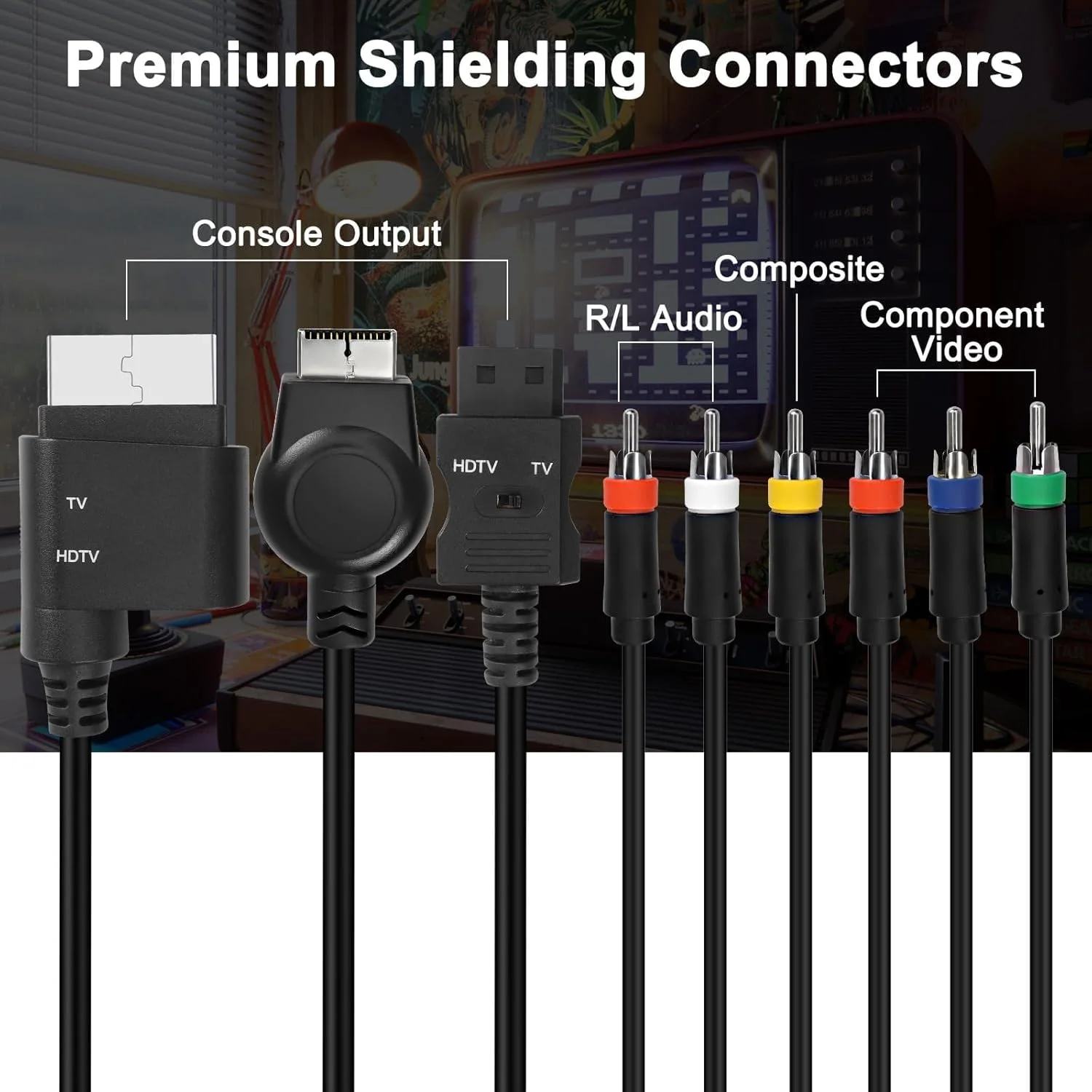 کابل کامپوننت RCA AV HDTV سازگار با ایکس باکس 360 / WII آداپتور کابل تبدیل صدا و تصویر RCA YPbPr به HDTV EDTV 3 در 1 - 2.75 متر