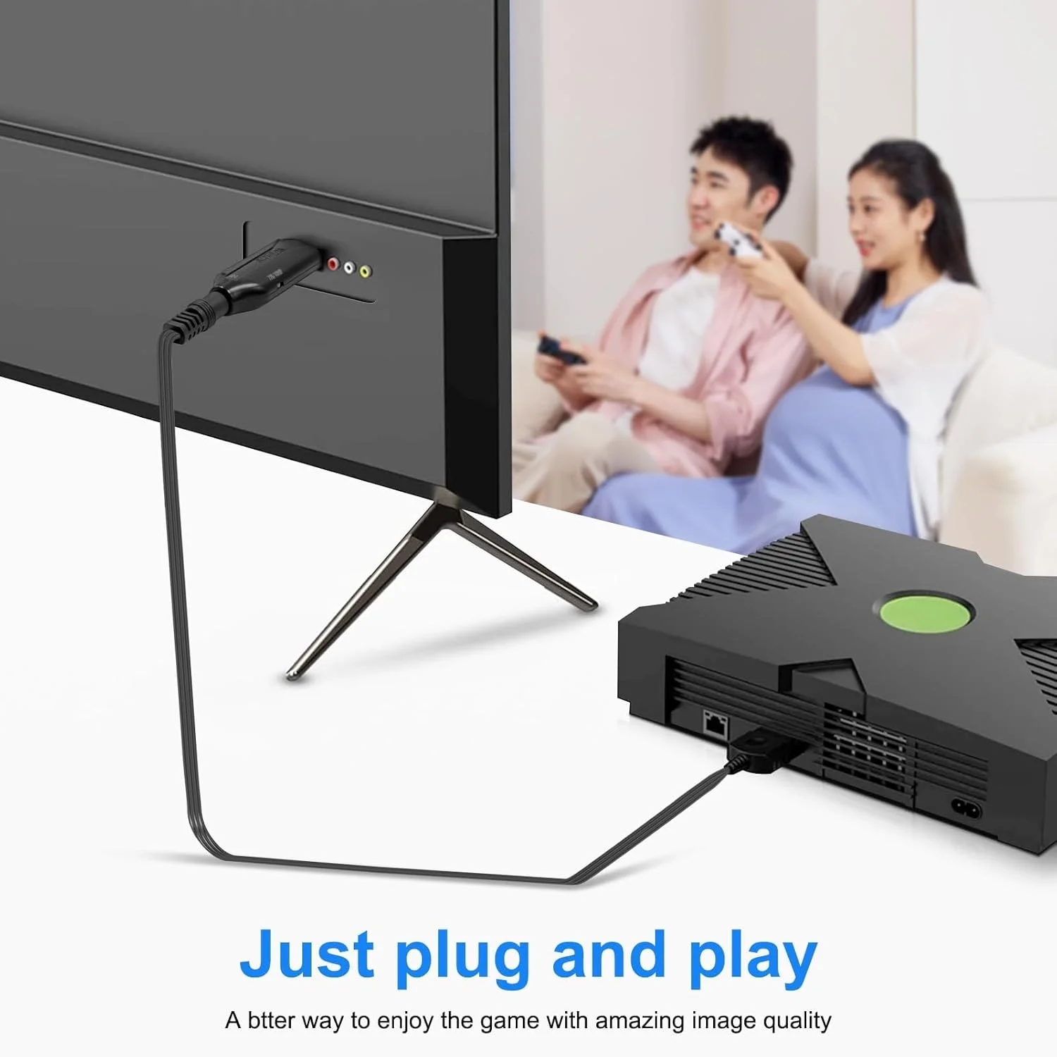 کابل تبدیل اورجینال ایکس باکس به HDMI با طول 1 متر، کابل اتصال HD برای آداپتور تبدیل صدا و تصویر ایکس باکس اورجینال مناسب کنسول ایکس باکس اورجینال