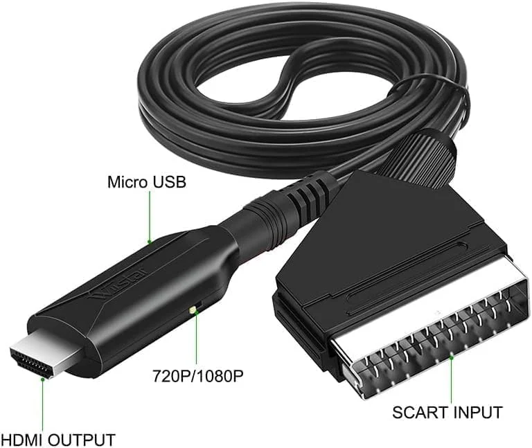 تبدیل کننده SCART به HDMI مدل AXIYIBZI، آداپتور کابل صدا و تصویر HD 1080P برای HDTV STB VHS Xbox PS3 Sky DVD