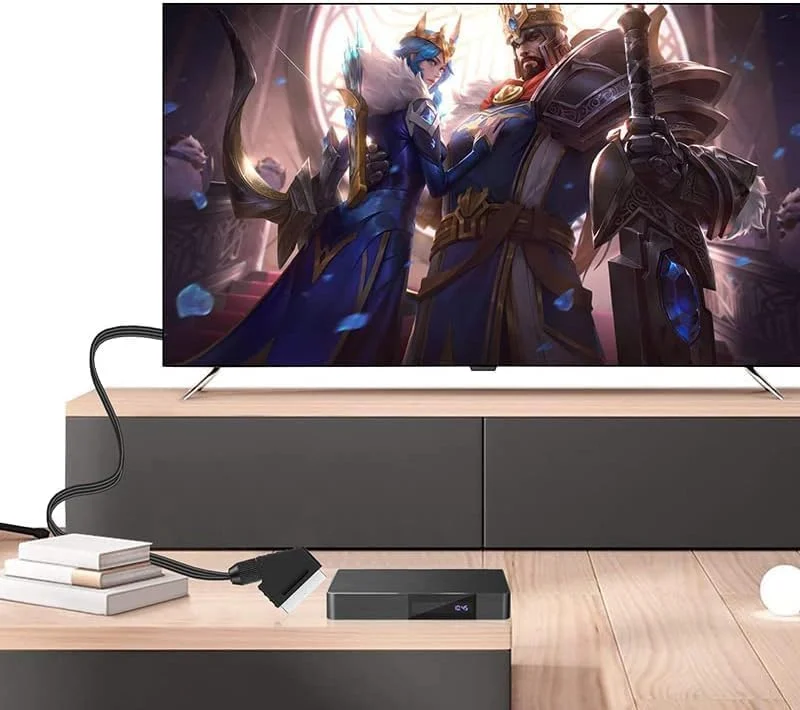 تبدیل کننده SCART به HDMI مدل AXIYIBZI، آداپتور کابل صدا و تصویر HD 1080P برای HDTV STB VHS Xbox PS3 Sky DVD